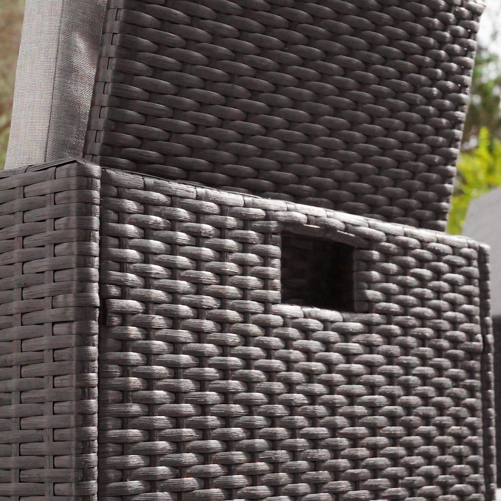 Cube 10 Seater Rattan Outdoor Dining Set with Grey LED Premium Parasol - Black Weave - Image 3