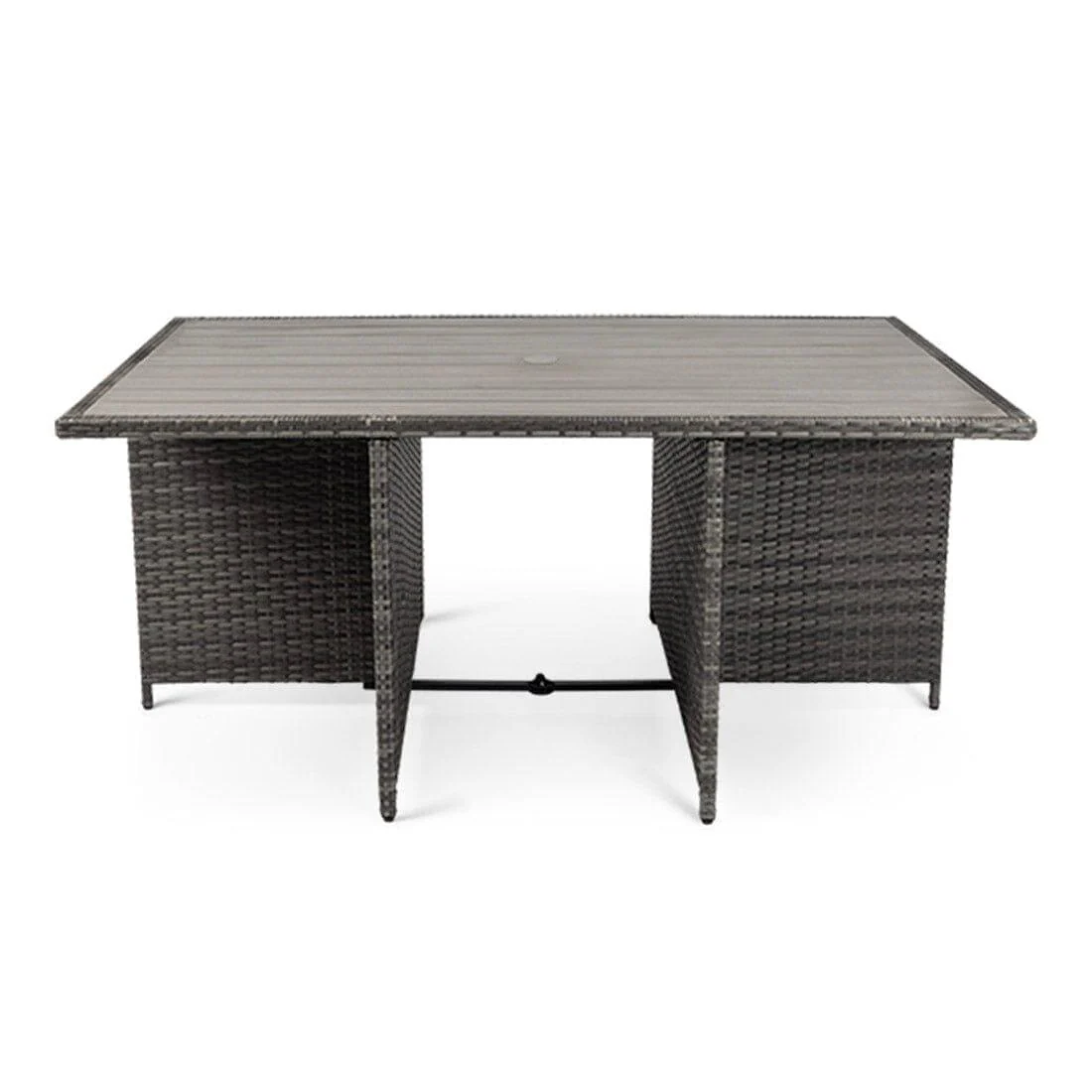 Cube 10 Seater Rattan Garden Dining Set with Grey Parasol - Grey Weave Polywood Top - Image 7
