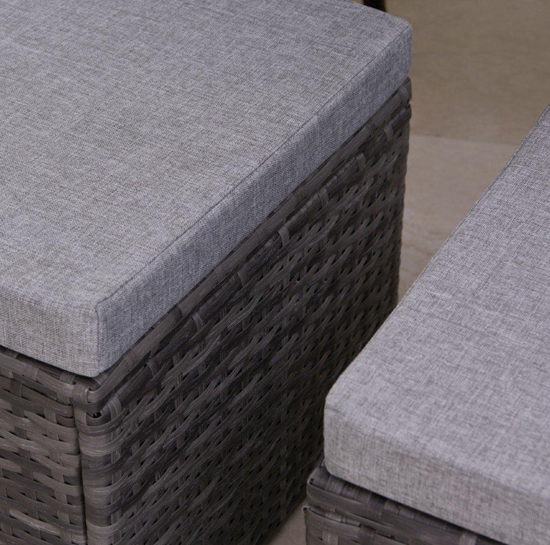 Cube 10 Seater Rattan Outdoor Dining Set - Grey Weave - Image 7