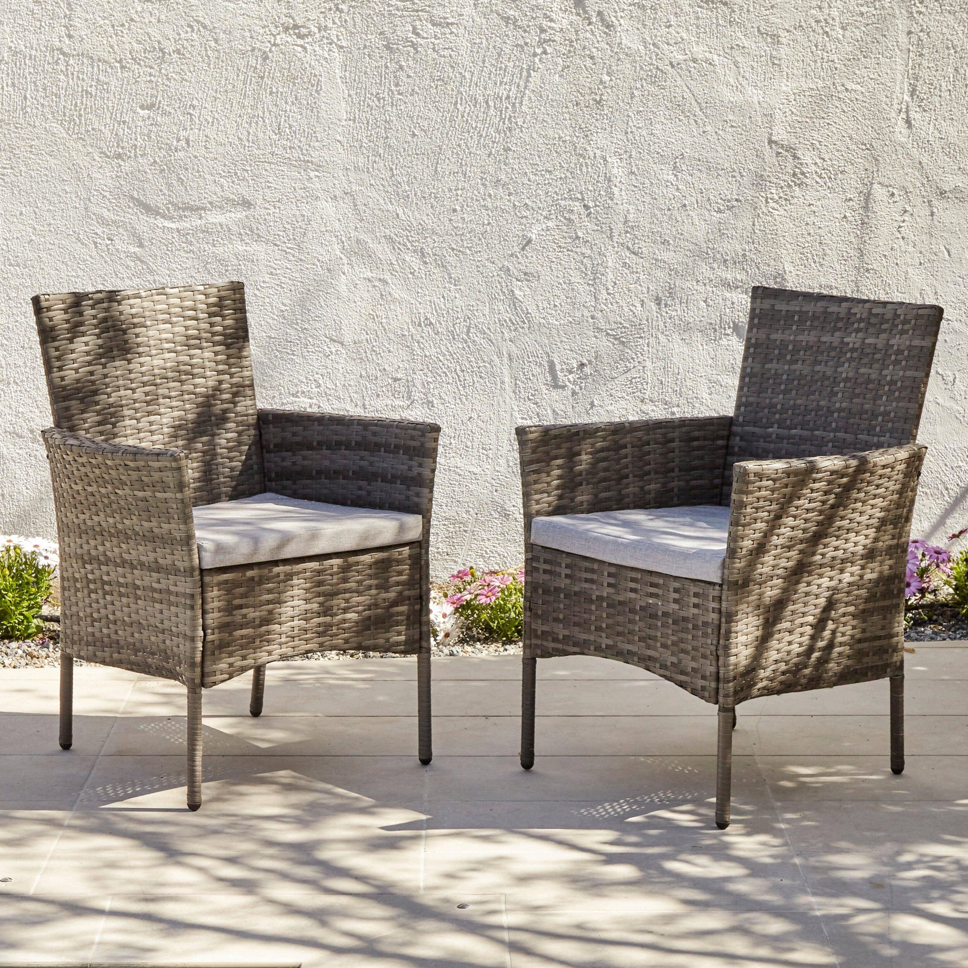Kemble 2 Seater Rattan Garden Bistro Dining Set - Grey - Image 3