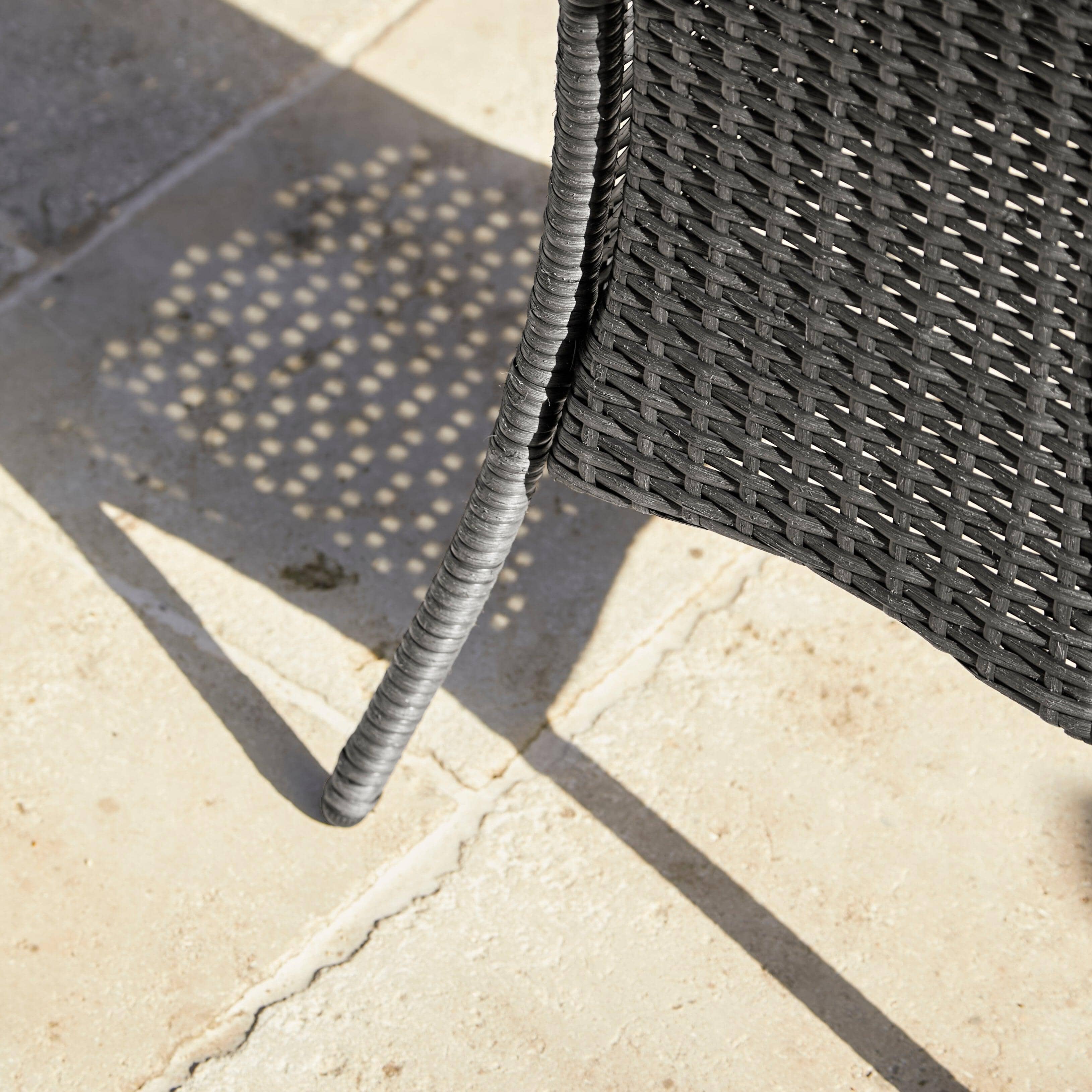 Kemble 2 Seater Rattan Garden Bistro Dining Set - Black - Image 7