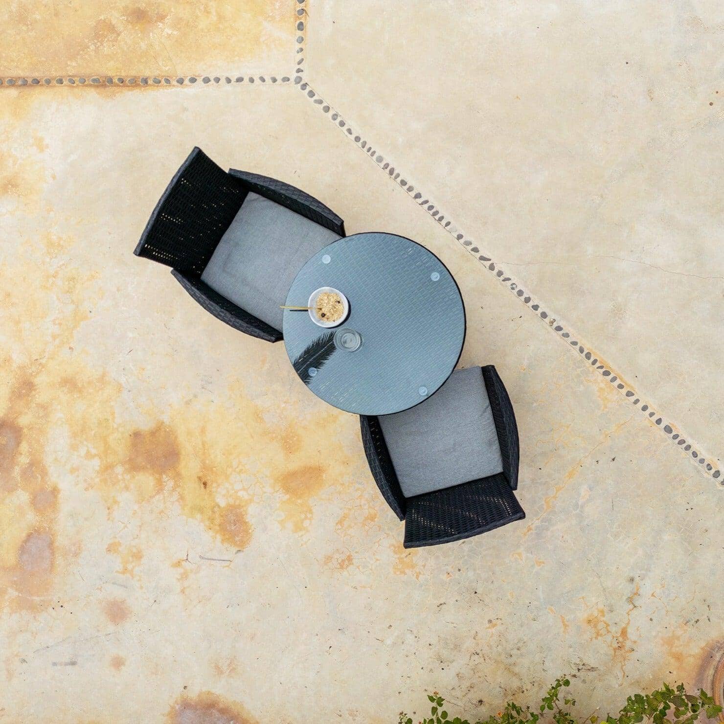 Kemble 2 Seater Rattan Garden Bistro Dining Set - Black - Image 8