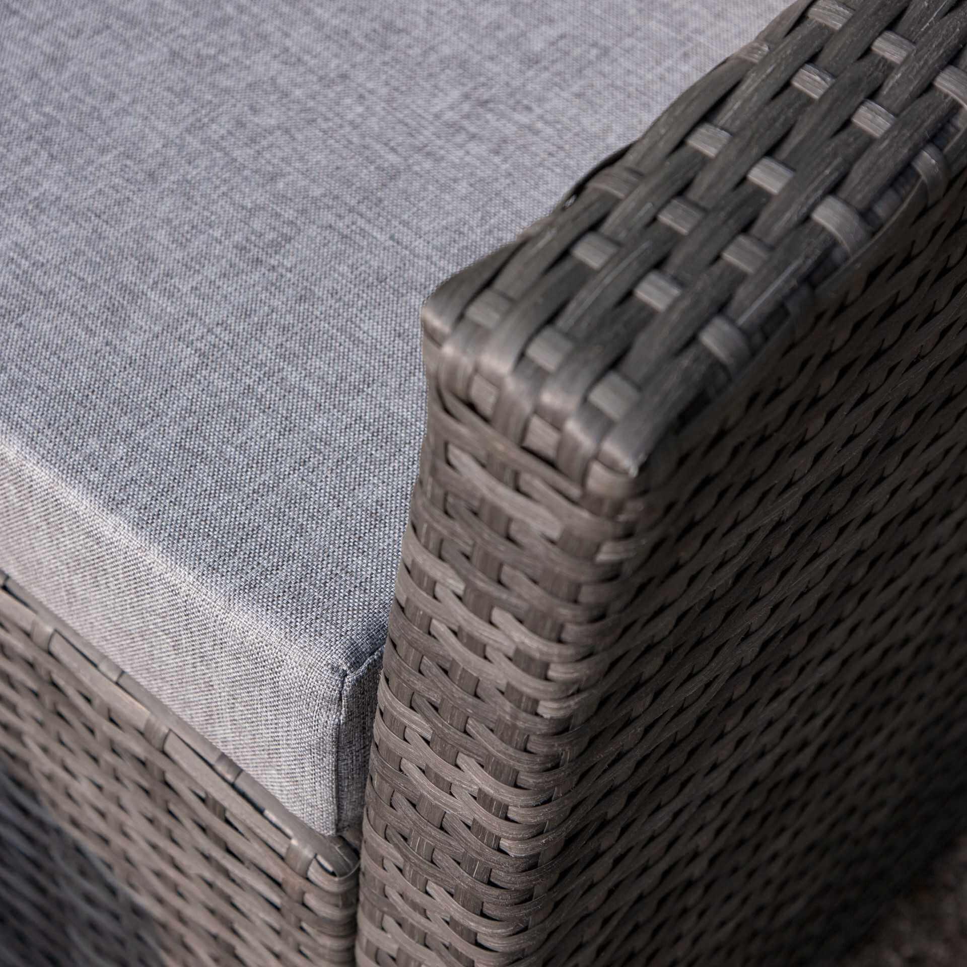 Cote 4 Seater Rattan Garden Sofa Set with Cream Lean Over Parasol - Grey Weave - Image 6