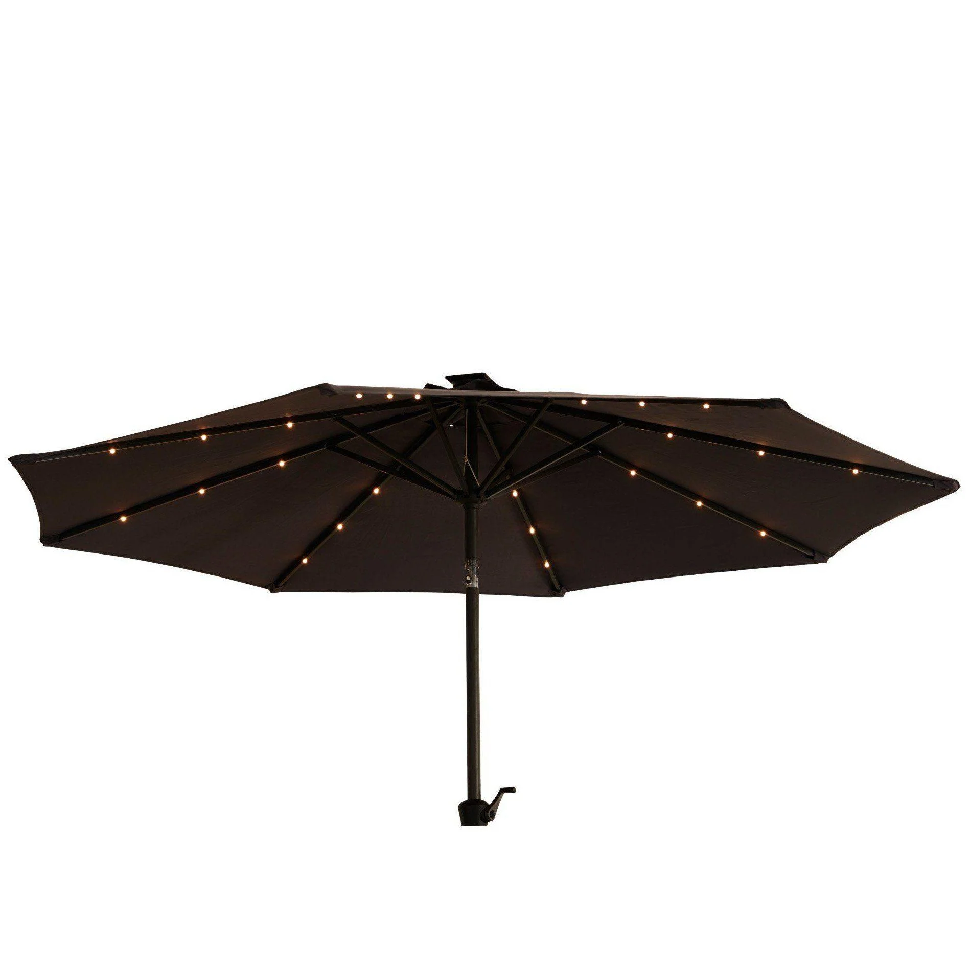 Kemble 4 Seater Rattan Round Dining Set with Grey LED Premium Parasol & Parasol Rain Cover - Black Weave - Image 13