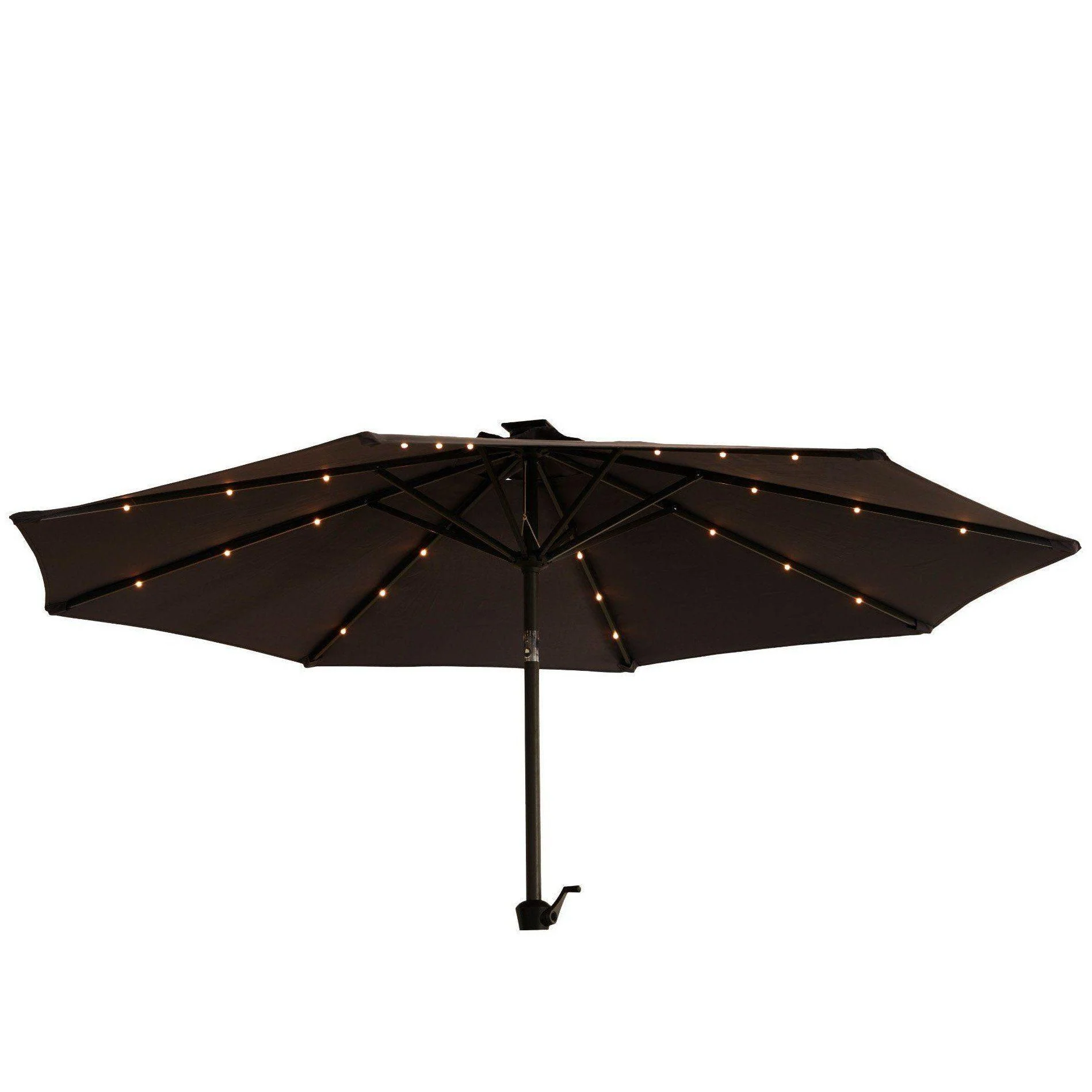 Kemble 4 Seater Rattan Round Dining Set with Grey LED Premium Parasol & Parasol Rain Cover - Grey Weave - Image 11