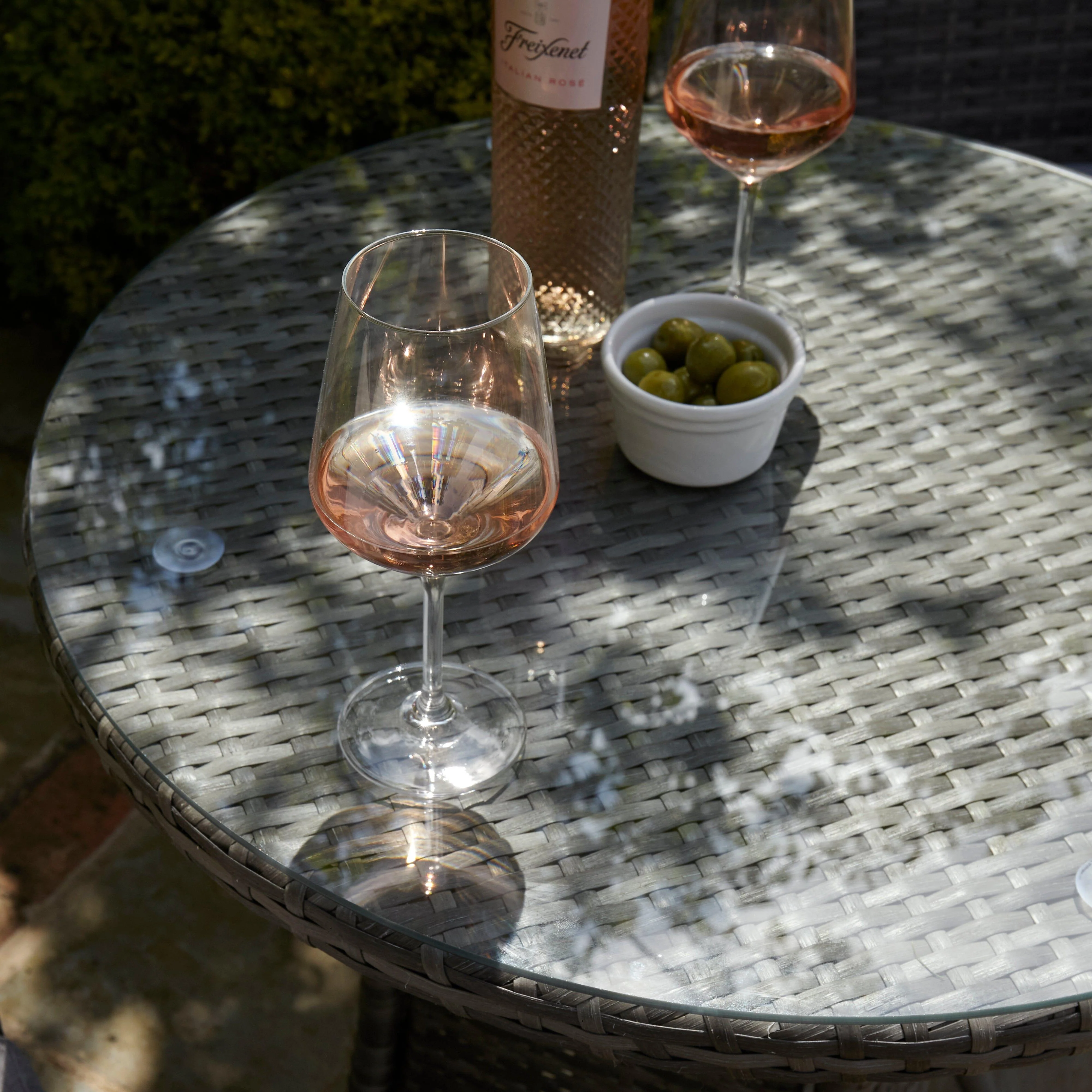 Kemble 4 Seater Rattan Round Garden Dining Table & Chair Set - Grey - Image 5