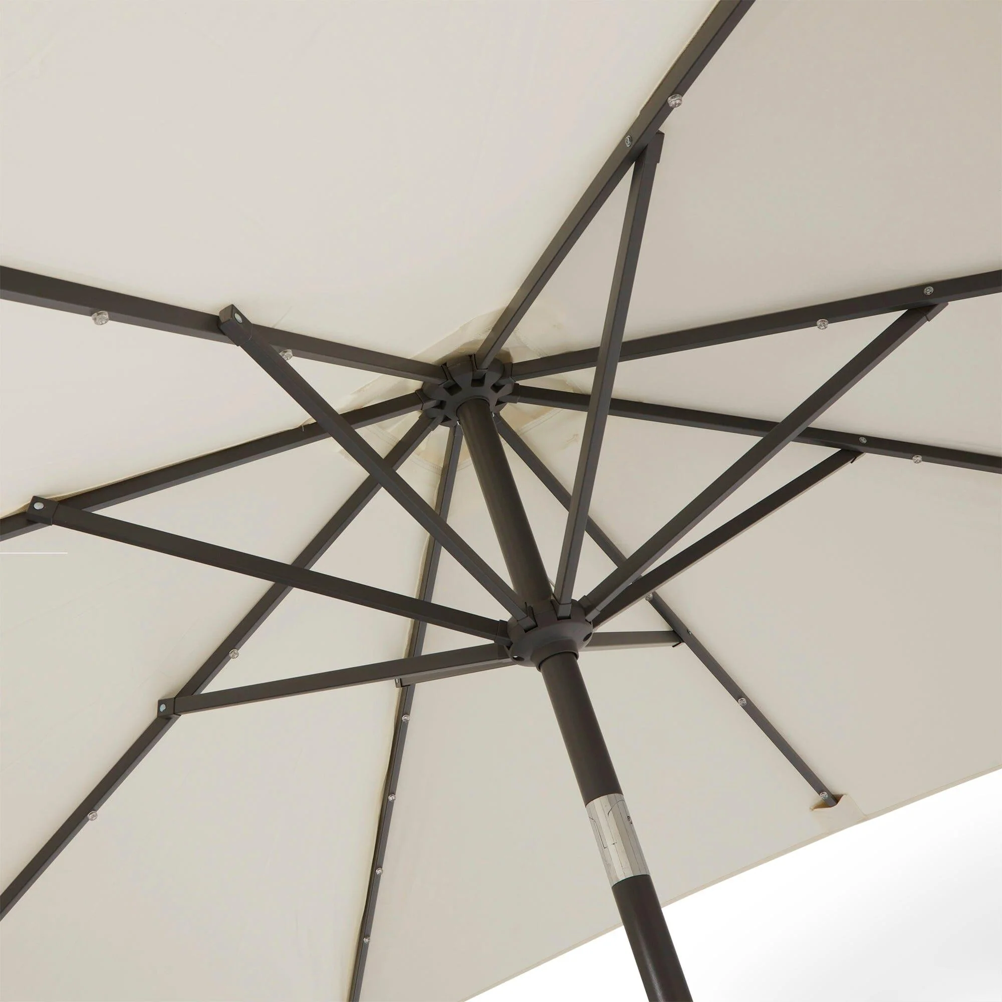 Marston 6 Seater Rattan Garden Dining Set with Cream LED Premium Parasol - Black - Glass Top - Image 6