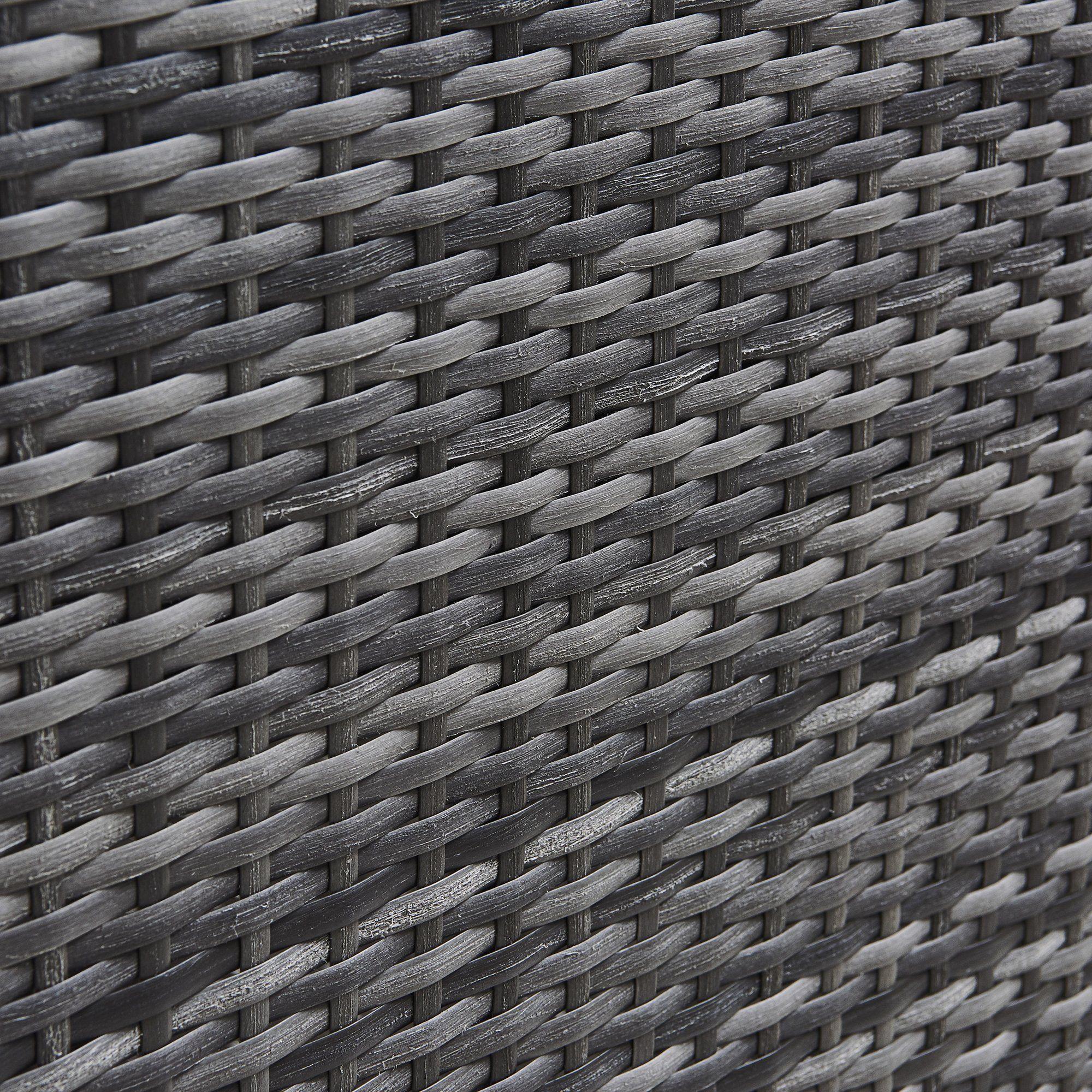 Kemble 6 Seater Rattan Round Garden Dining Set with Grey Parasol - Grey Weave - Image 9