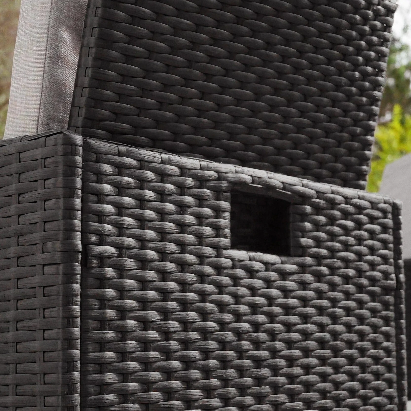 Cube 8 Seater Rattan Outdoor Dining Set with Cream LED Premium Parasol - Mixed Black Weave - Image 7