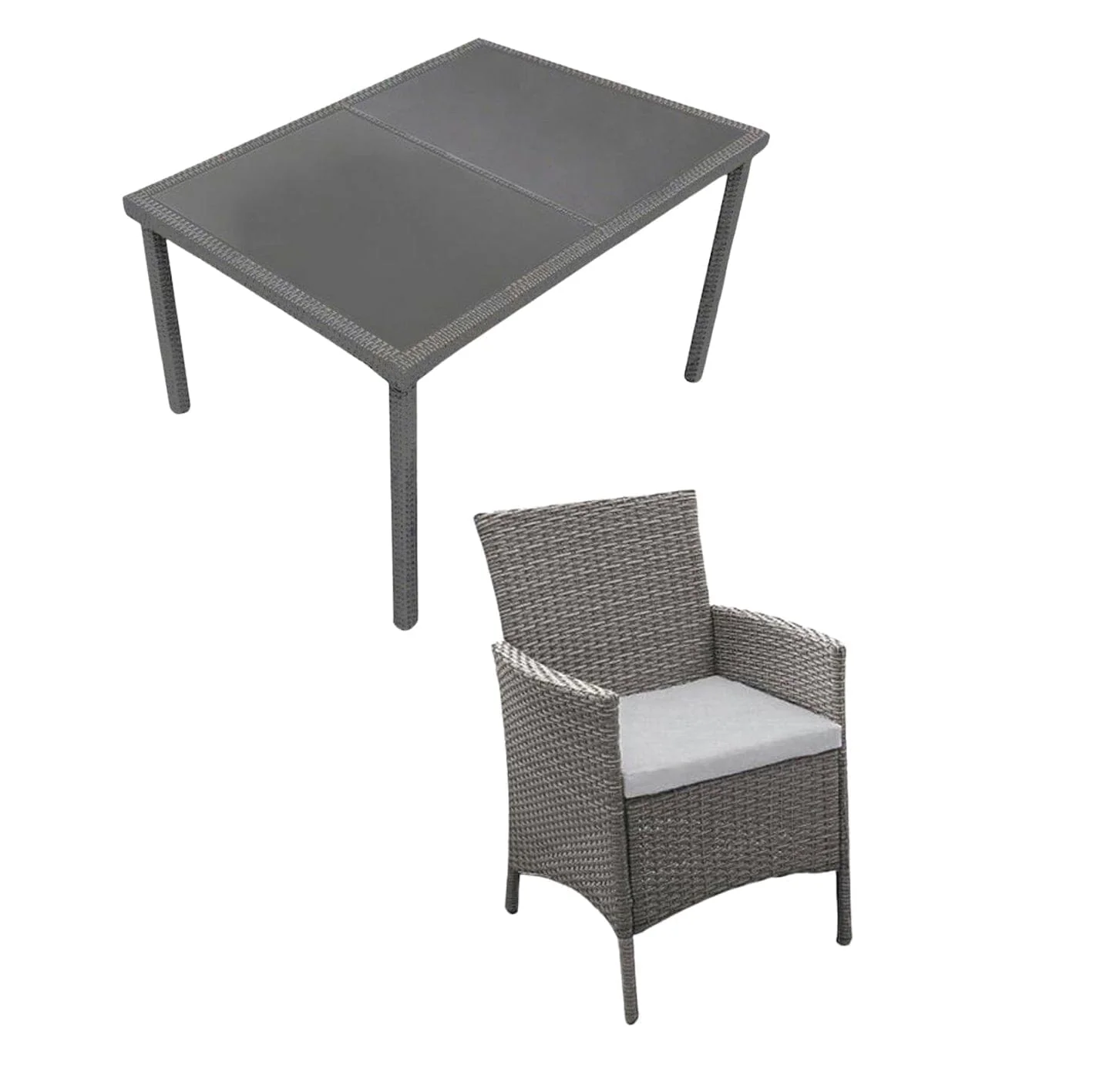 Marston 8 Seater Rattan Garden Dining Set - Grey - Glass Top - Image 5