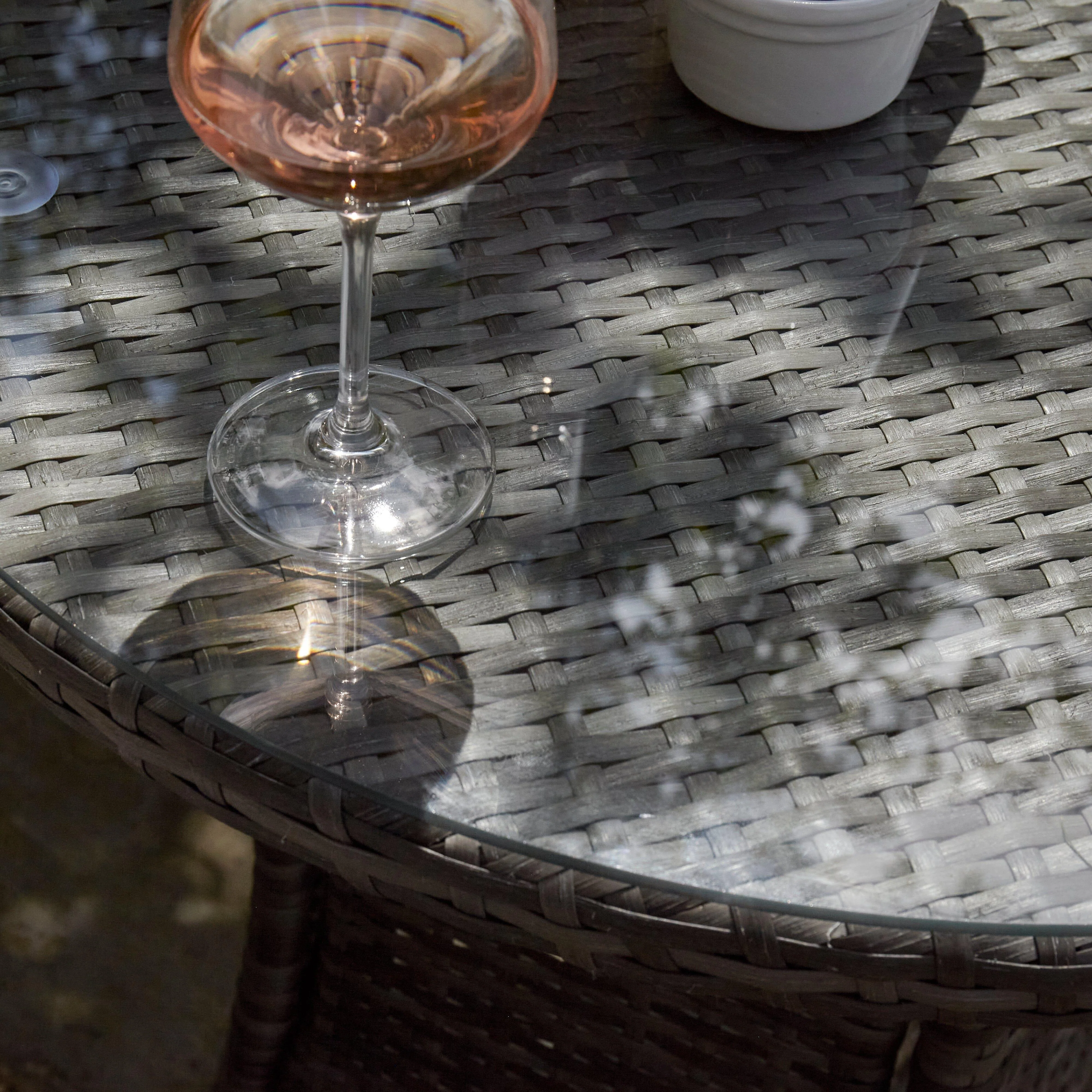 Kemble 8 Seater Rattan Round Garden Dining Set - Grey - Image 5