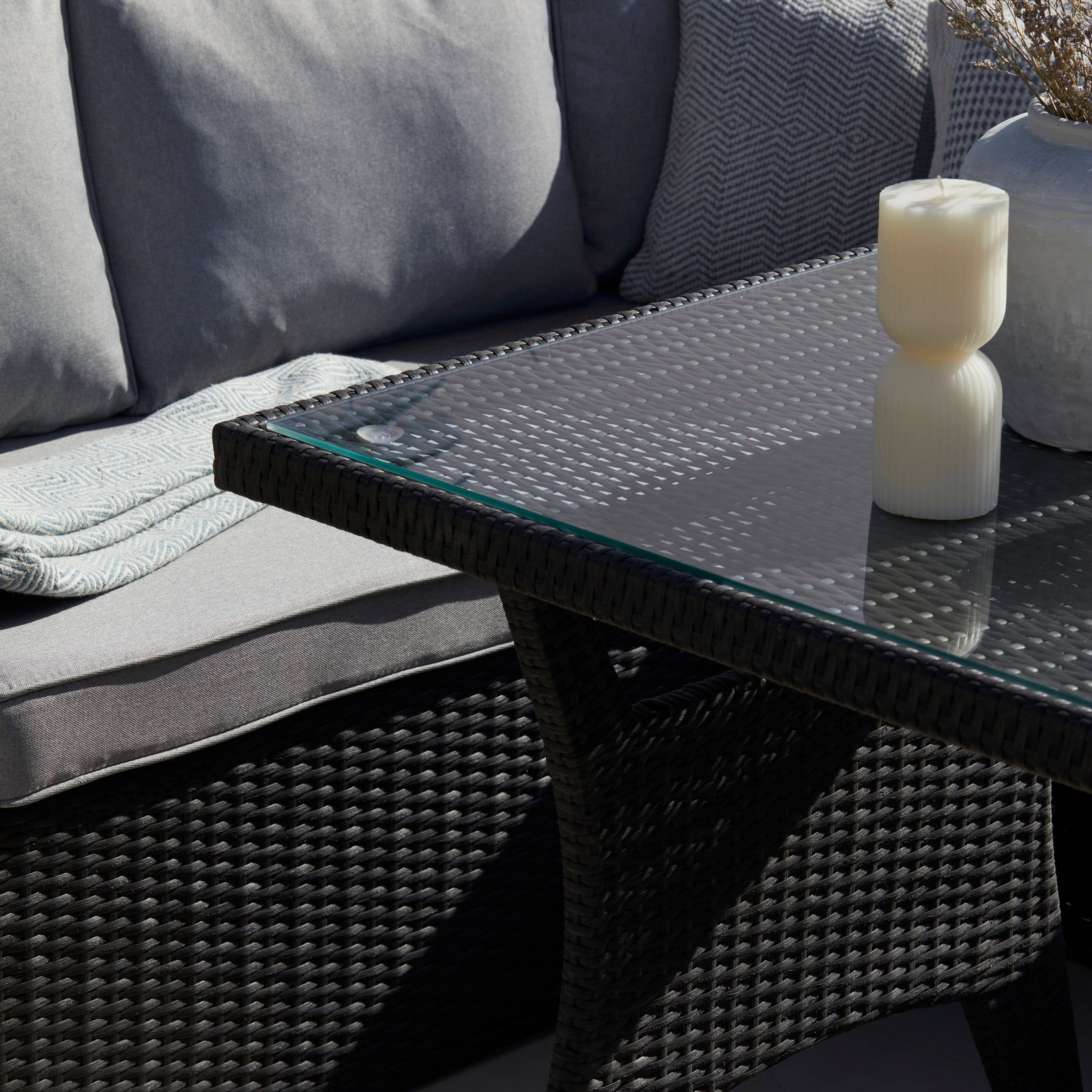 Aston 9 Seater Rattan Garden Corner Sofa Set - Black - Image 13