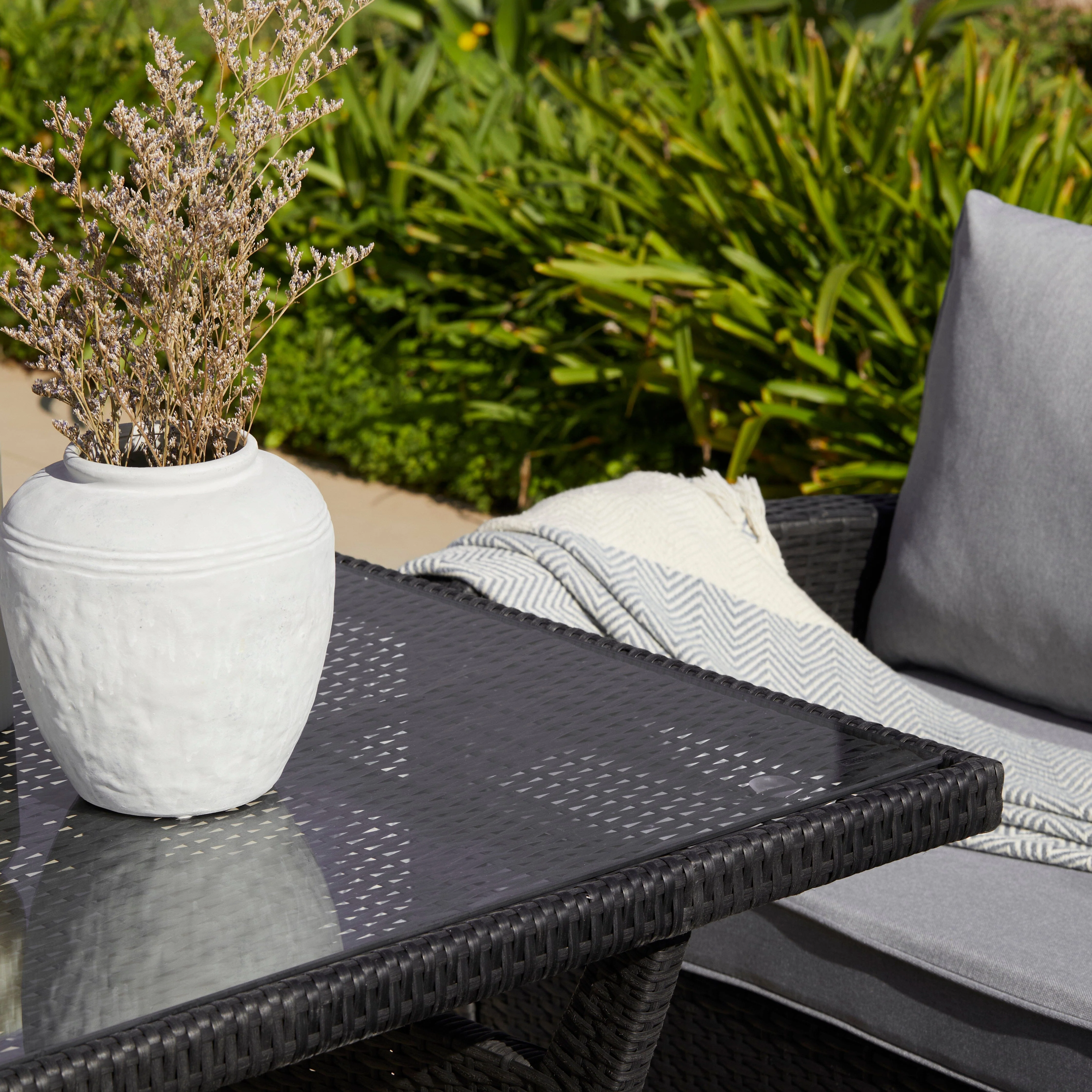 Aston 9 Seater Rattan Garden Corner Sofa Set - Black - Image 6