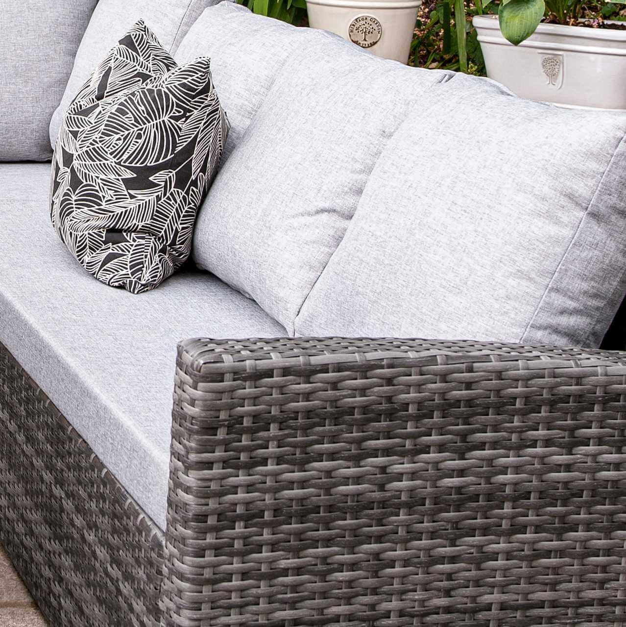 Aston 9 Seater Rattan Corner Sofa Set with Grey LED Premium Cantilever Parasol - Grey - Image 3