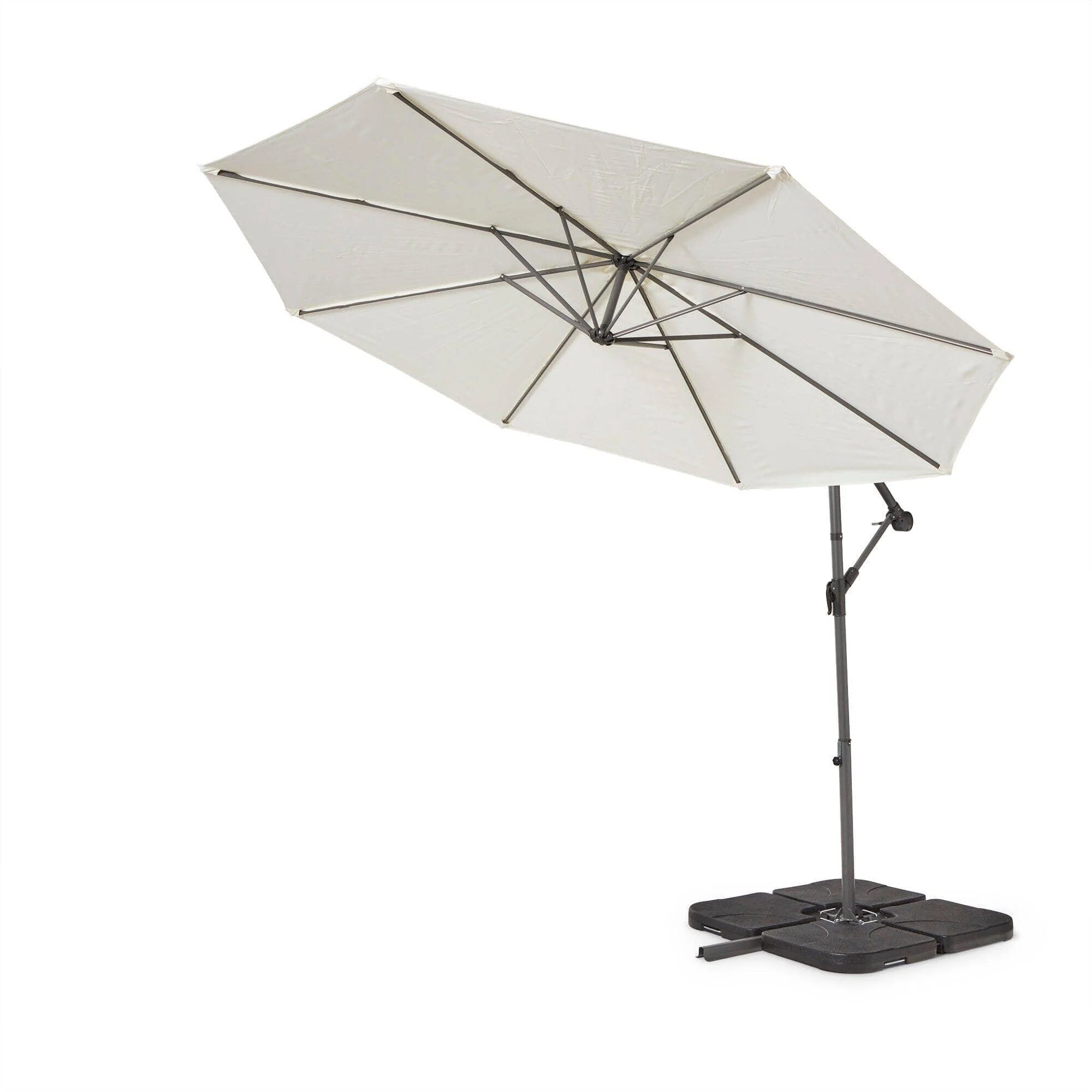 Aston 9 Seater Rattan Garden Corner Sofa Set with Cream Lean Over Parasol - Black Weave - Image 19