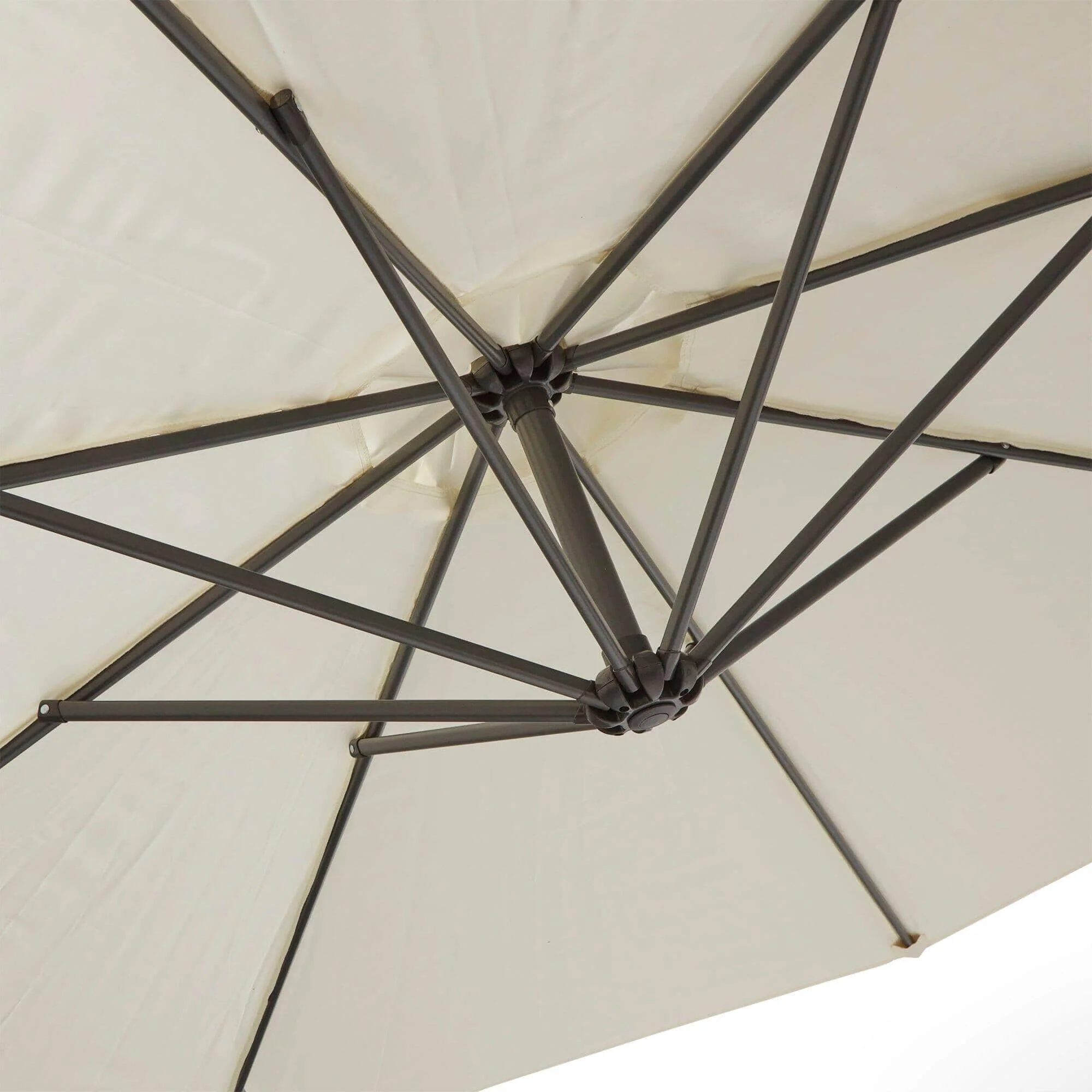 Aston 9 Seater Rattan Garden Corner Sofa Set with Cream Lean Over Parasol - Black Weave - Image 20