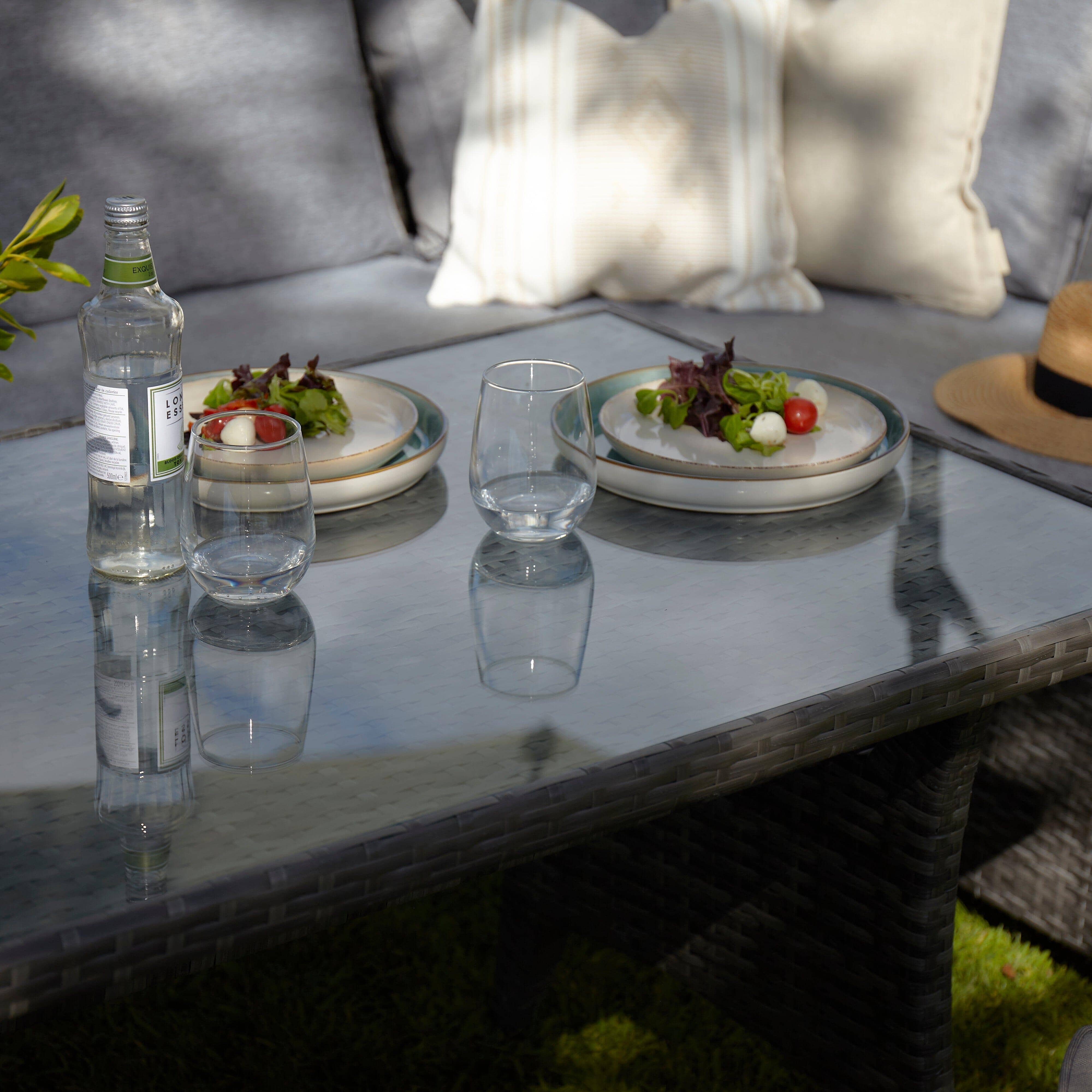 Aston 9 Seater Rattan Corner Sofa Set with Grey Lean Over Parasol - Grey - Image 3