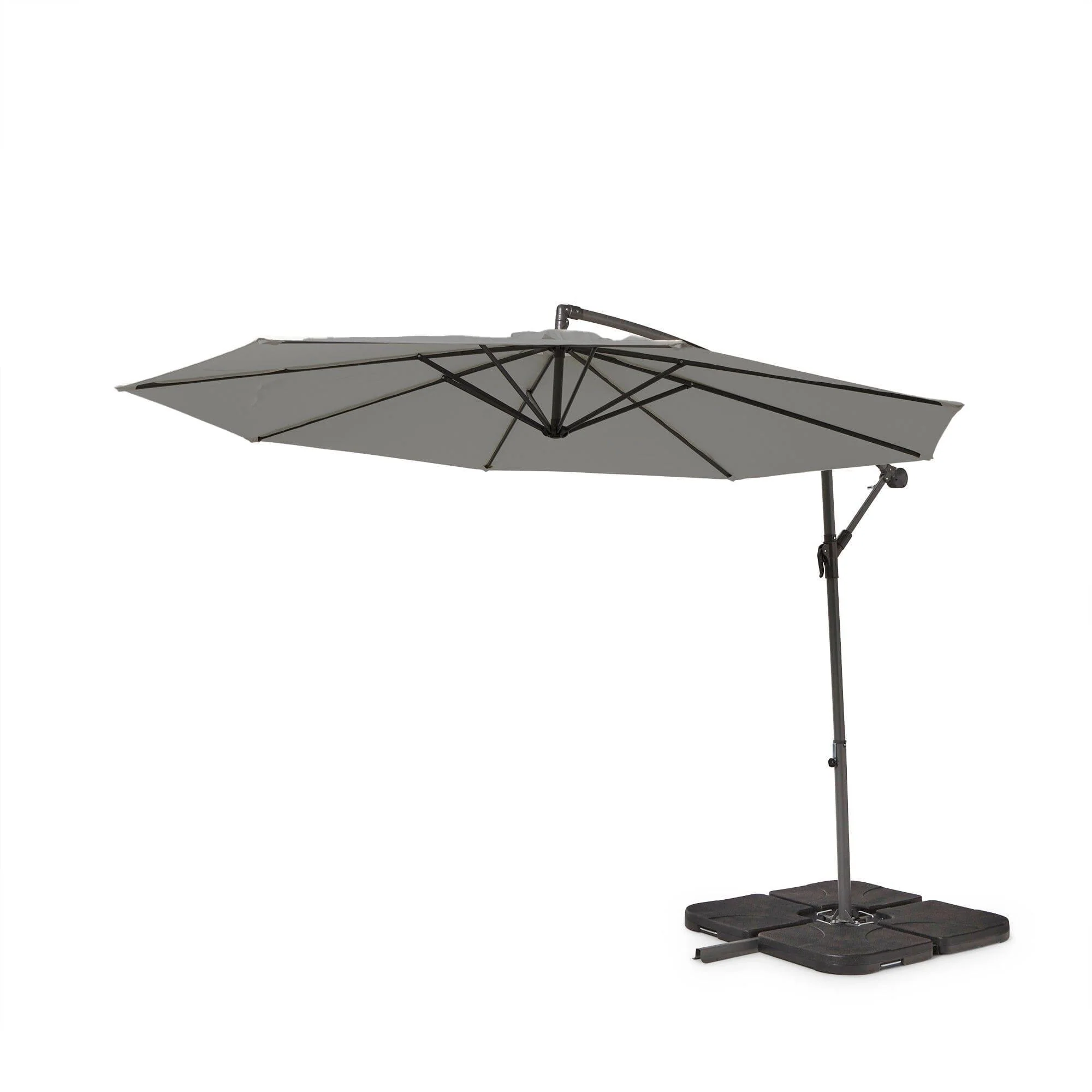 Aston 9 Seater Rattan Corner Sofa Set with Grey Lean Over Parasol - Grey - Image 9