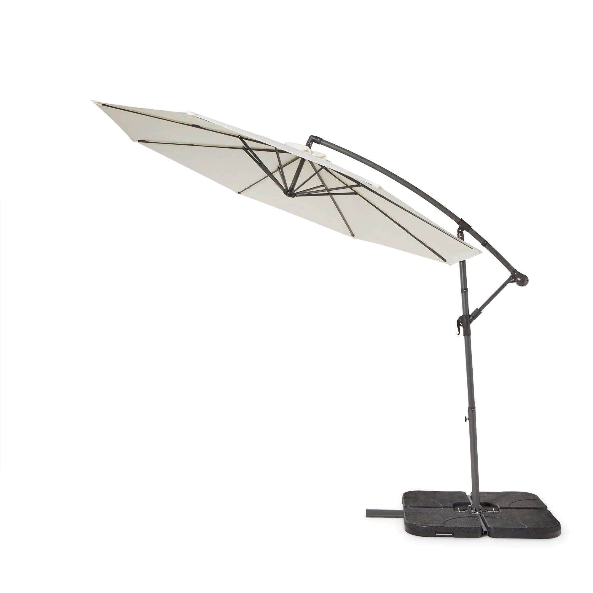 Aston 9 Seater Rattan Corner Sofa Set with Cream Lean Over Parasol - Grey - Image 9