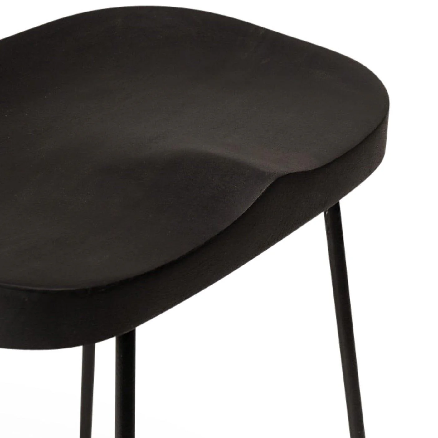 Aiden Black Mango Wood Backless Bar Stools - Set of 2 - Black Iron Legs - Image 5