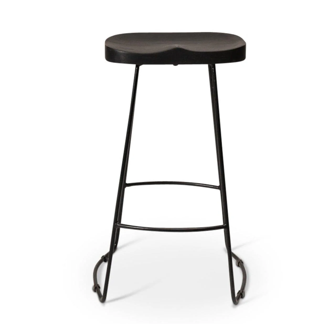 Aiden Black Mango Wood Backless Bar Stools - Set of 2 - Black Iron Legs - Image 9