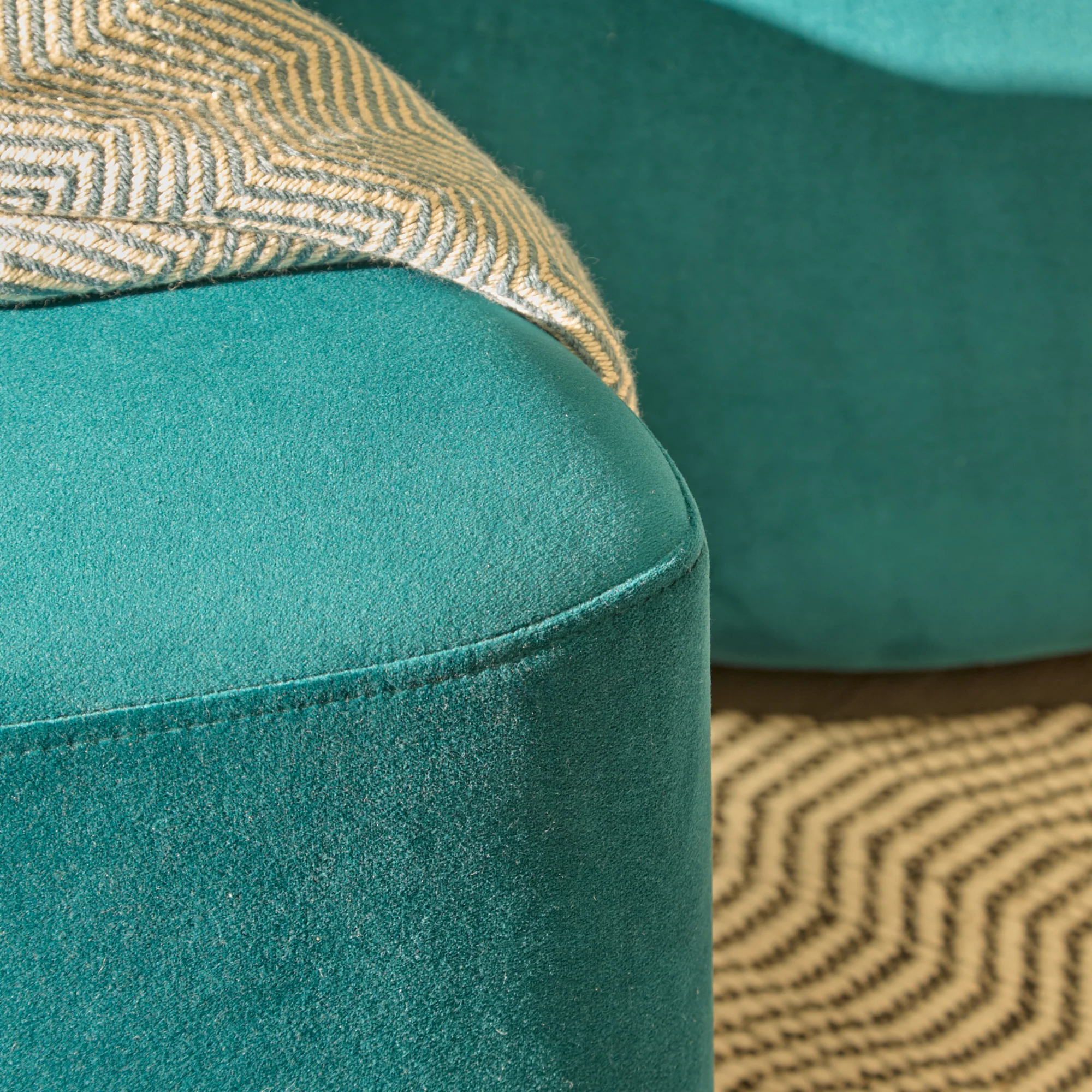 Alder Footstool - Deep Teal - Image 4