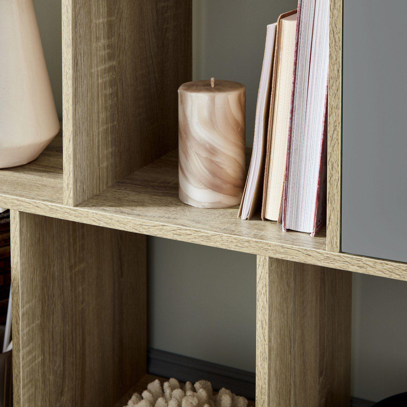 Anderson Cube Storage Unit - Oak Effect with Grey Cupboards - Image 4