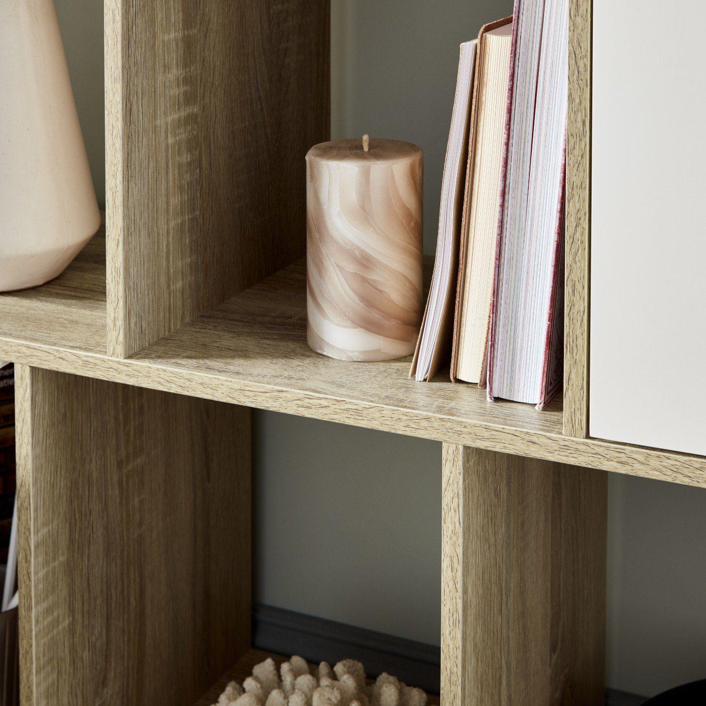 Anderson Cube Storage Unit - Oak Effect with White Cupboards - Image 3