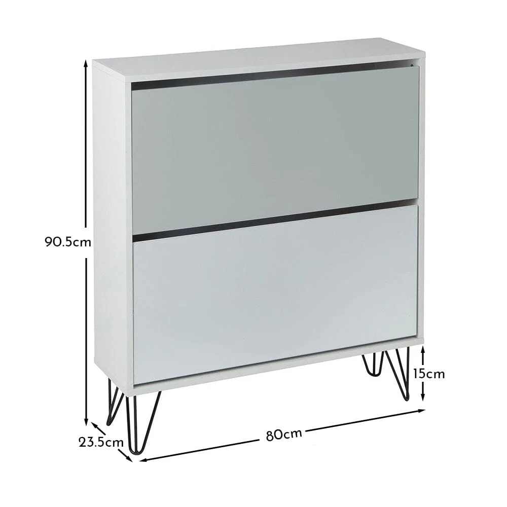 Anderson Shoe Cabinet - 2 Door - White & Grey - Image 10