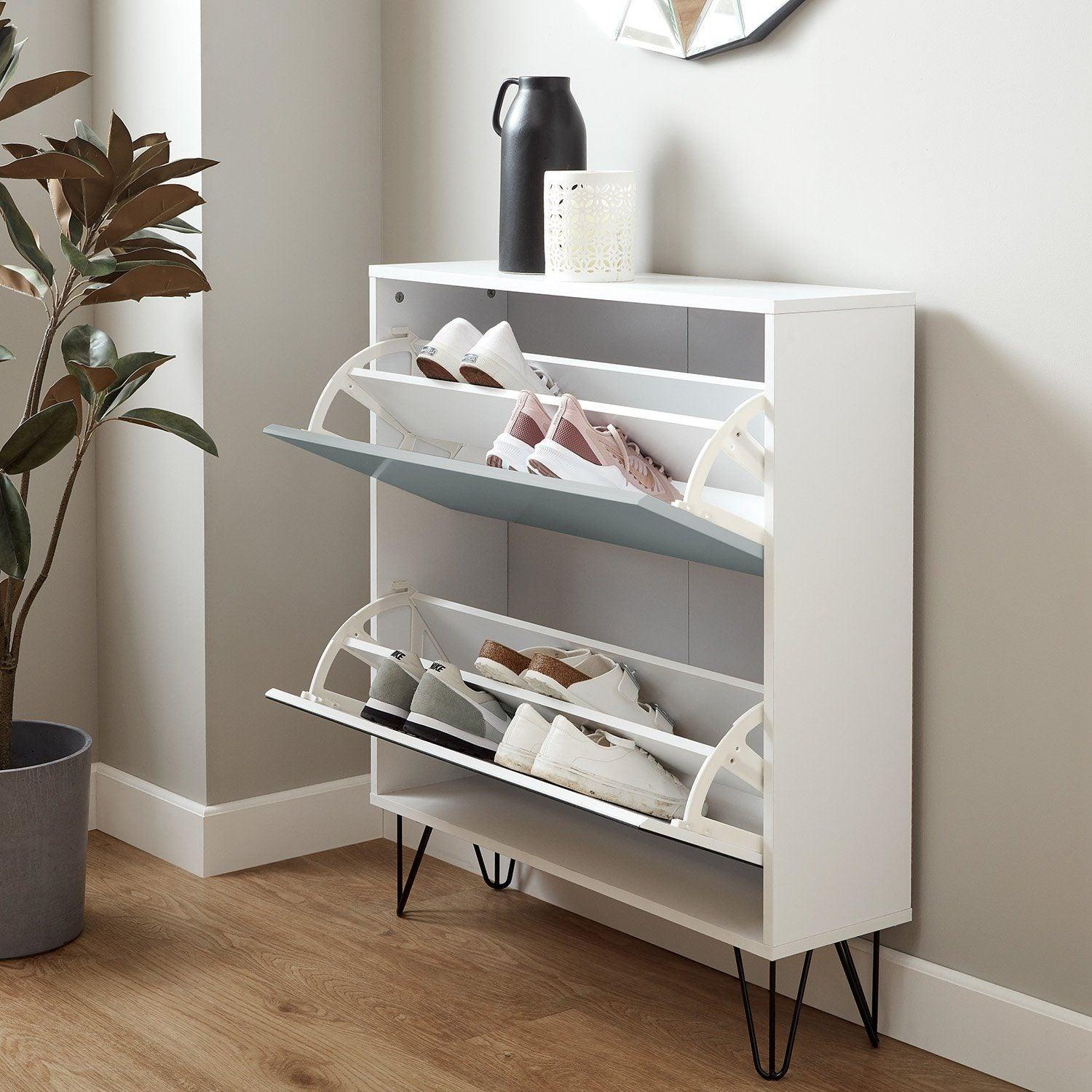 Anderson Shoe Cabinet - 2 Door - White & Grey - Image 5
