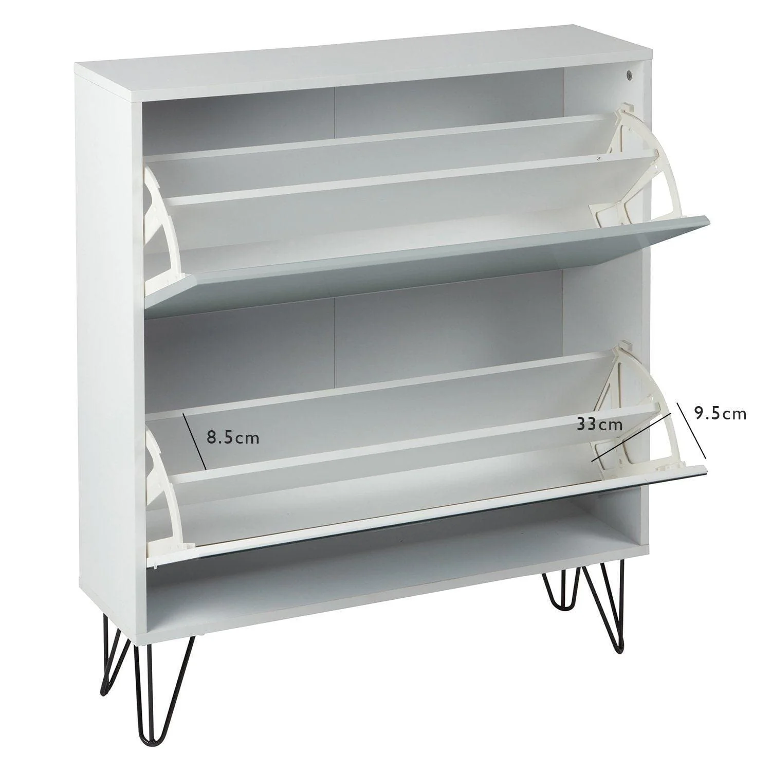 Anderson Shoe Cabinet - 2 Door - White & Grey - Image 9