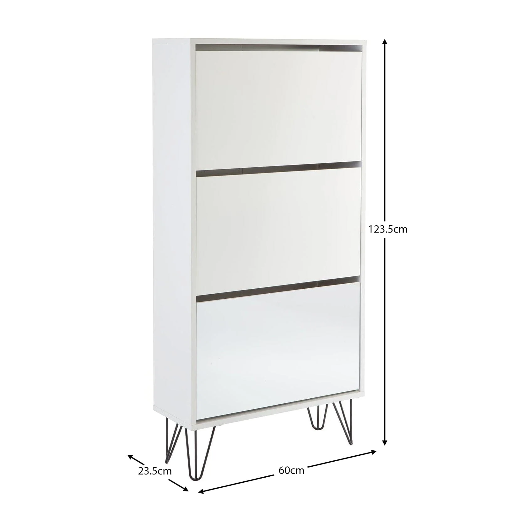 Anderson Shoe Cabinet - 3 Door - White - Image 11