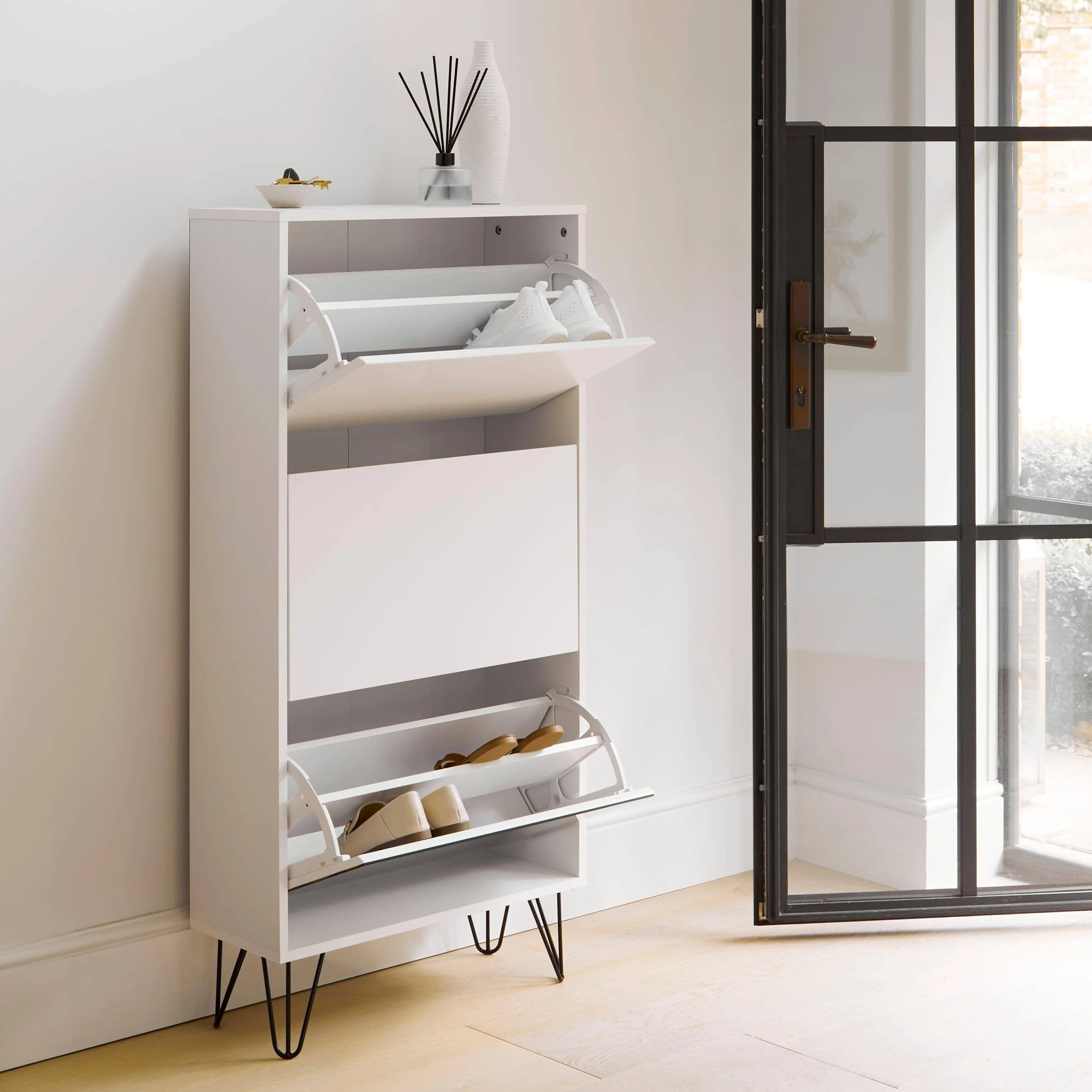 Anderson Shoe Cabinet - 3 Door - White - Image 3