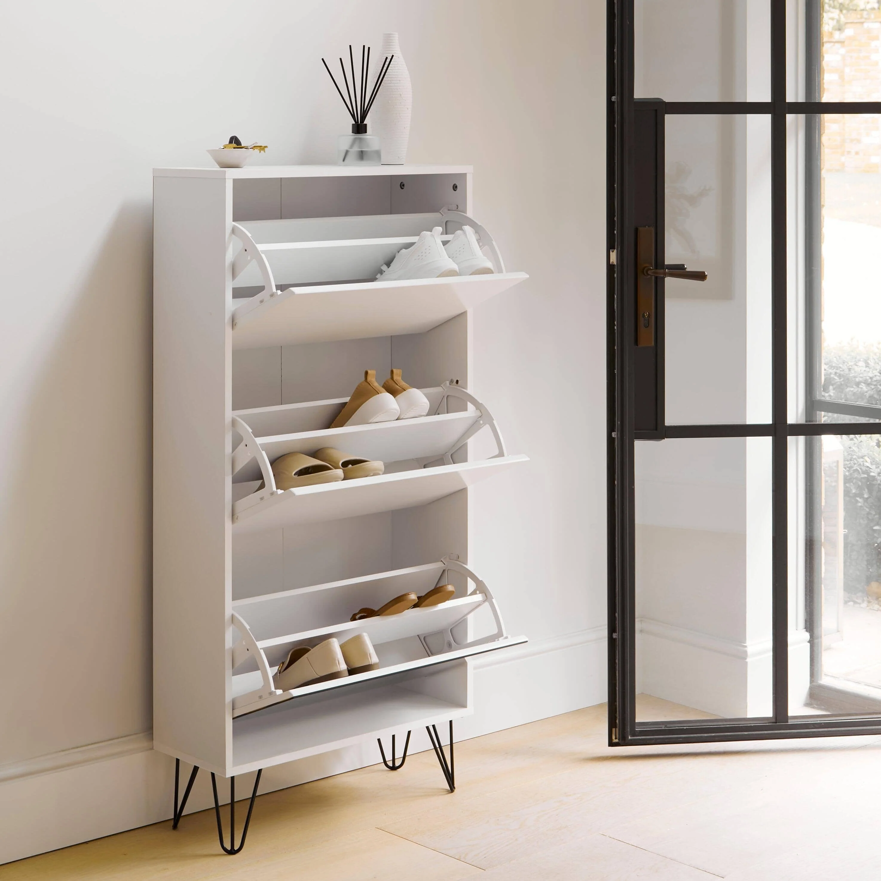 Anderson Shoe Cabinet - 3 Door - White - Image 4