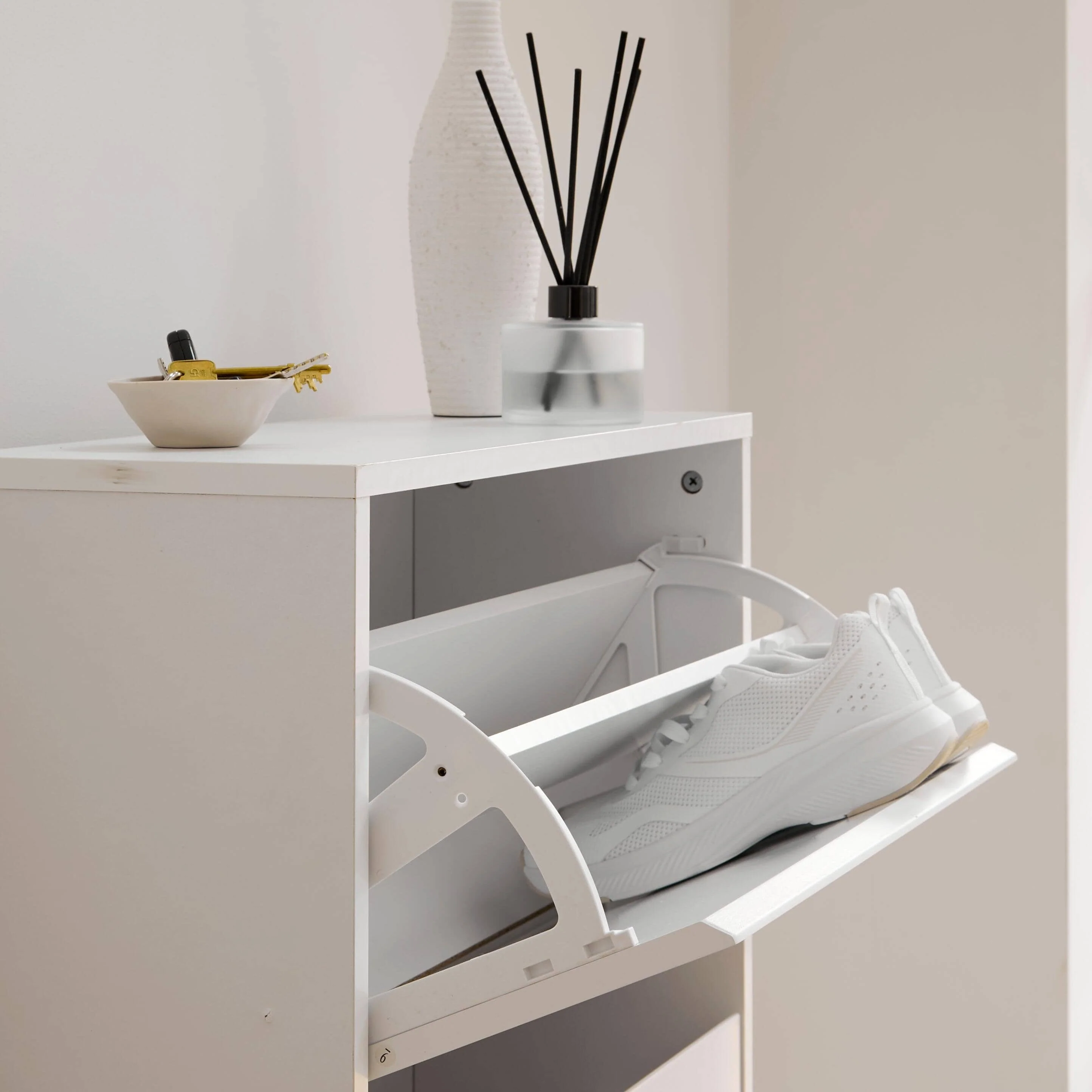 Anderson Shoe Cabinet - 3 Door - White - Image 5