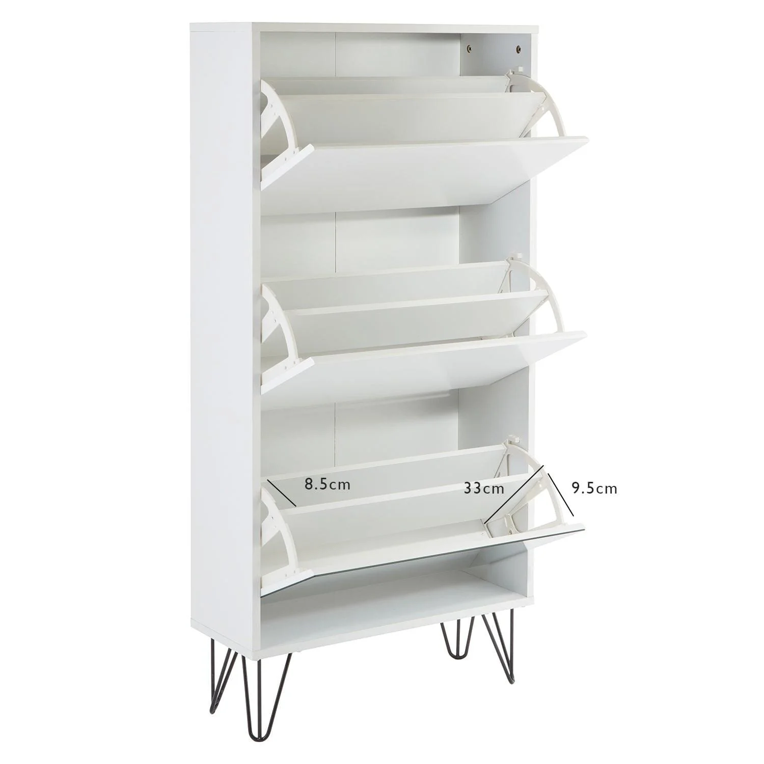 Anderson Shoe Cabinet - 3 Door - White - Image 8