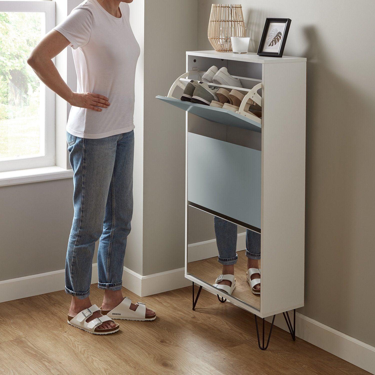 Anderson Shoe Cabinet - 3 Door - White & Grey - Image 3