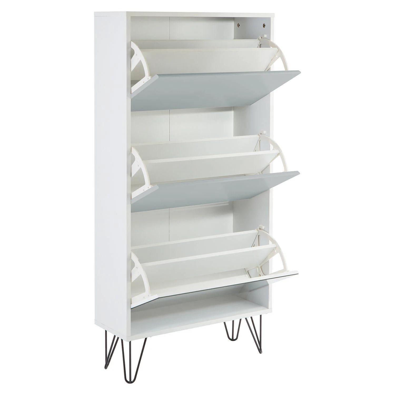 Anderson Shoe Cabinet - 3 Door - White & Grey - Image 8