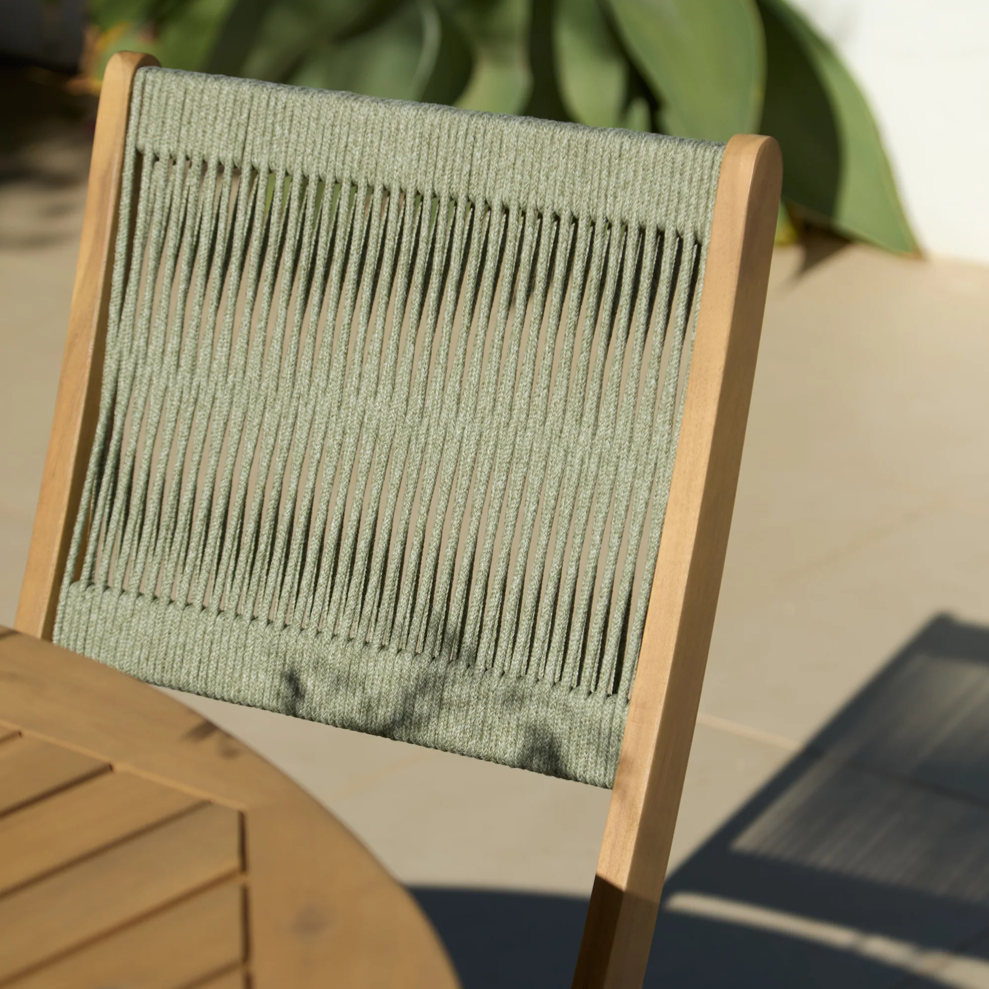 Ashby 4 Seater White Acacia Garden Dining Set with Cove Green Rope Chairs - 130cm - Image 5