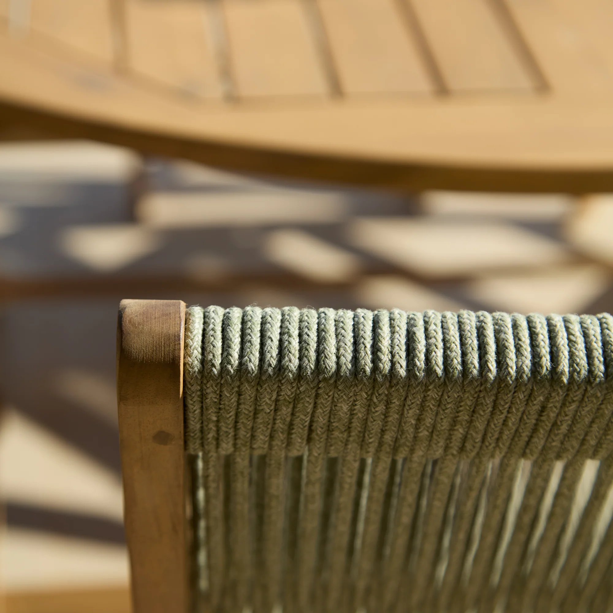 Ashby 6 Seater White Acacia Garden Dining Set with Cove Green Rope Chairs - 130cm - Image 8