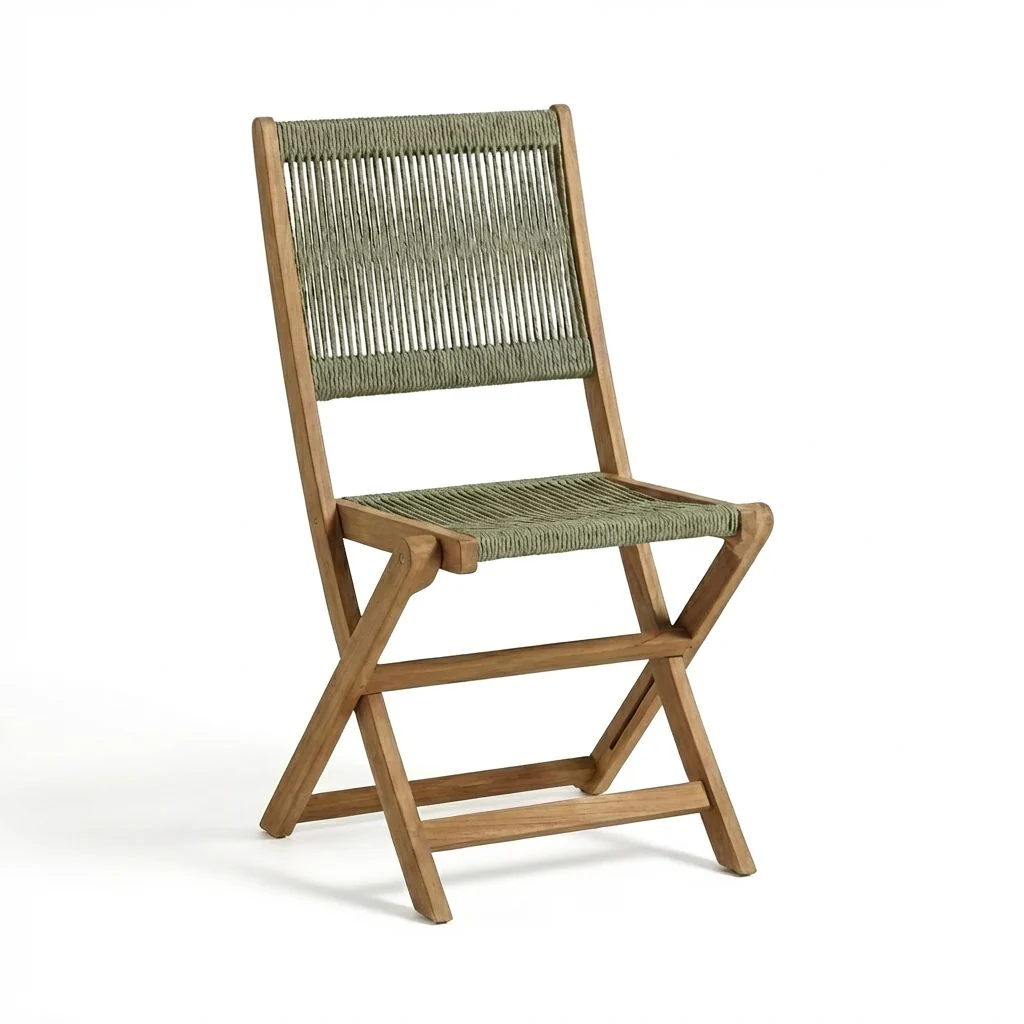 Harlyn 4 Seater Wooden Garden Dining Set with Cove Green Rope Chairs - 160cm - Image 10