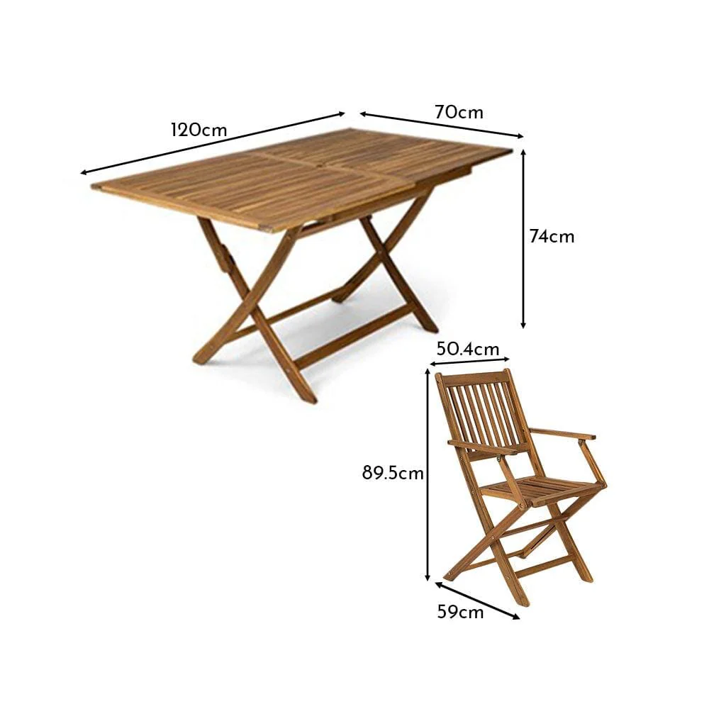 Ashby 4 Seater Wooden Garden Dining Set - 120cm - Image 12
