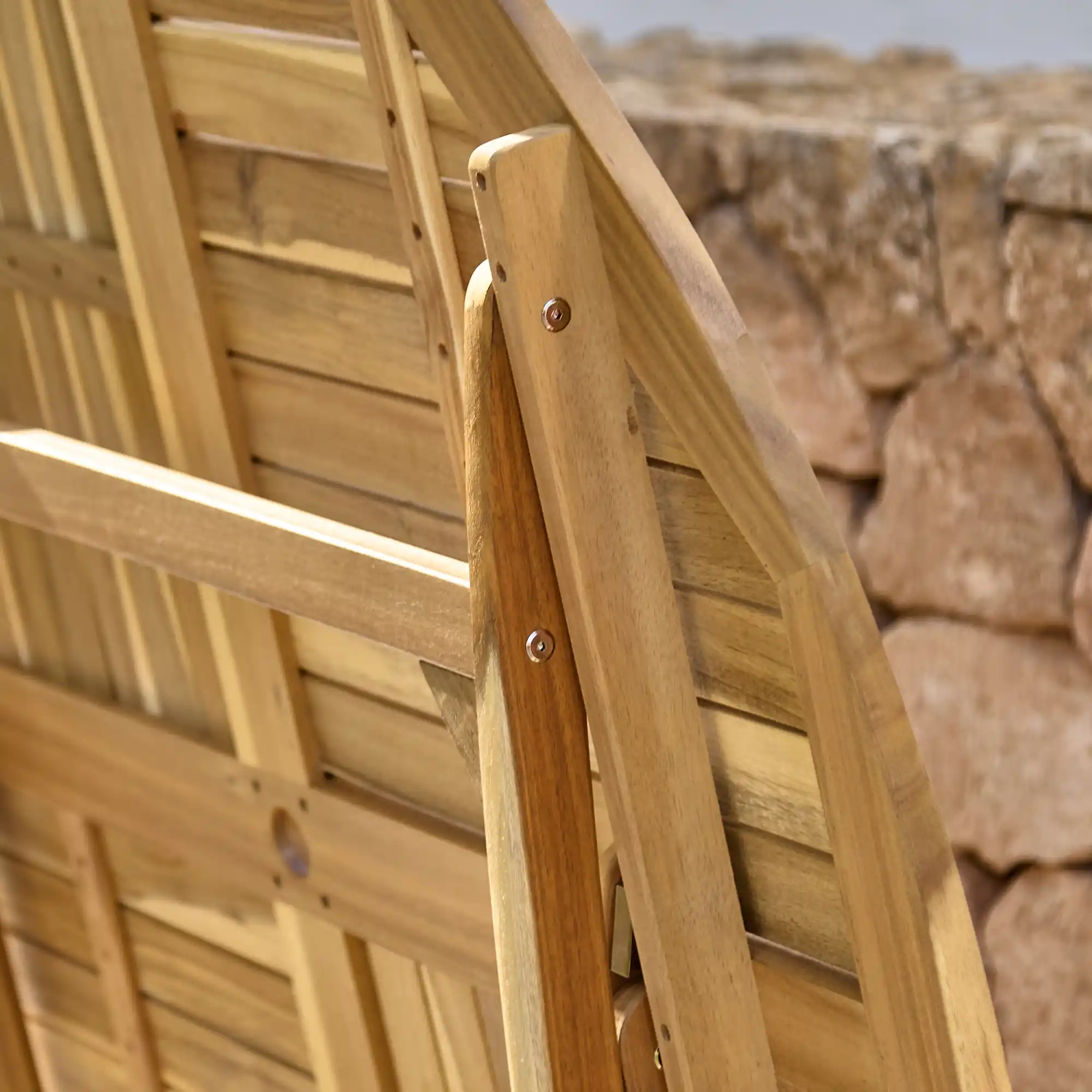 Ashby 6 Seater Wooden Round Folding Garden Dining Table - 130cm - Image 8