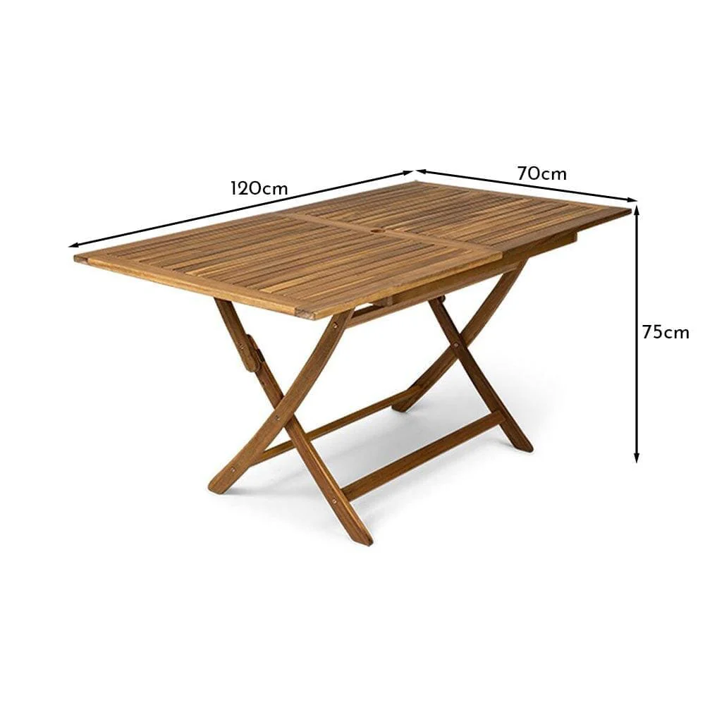 Ashby 4 Seater Wooden Rectangle Folding Dining Table - 120cm - Image 9