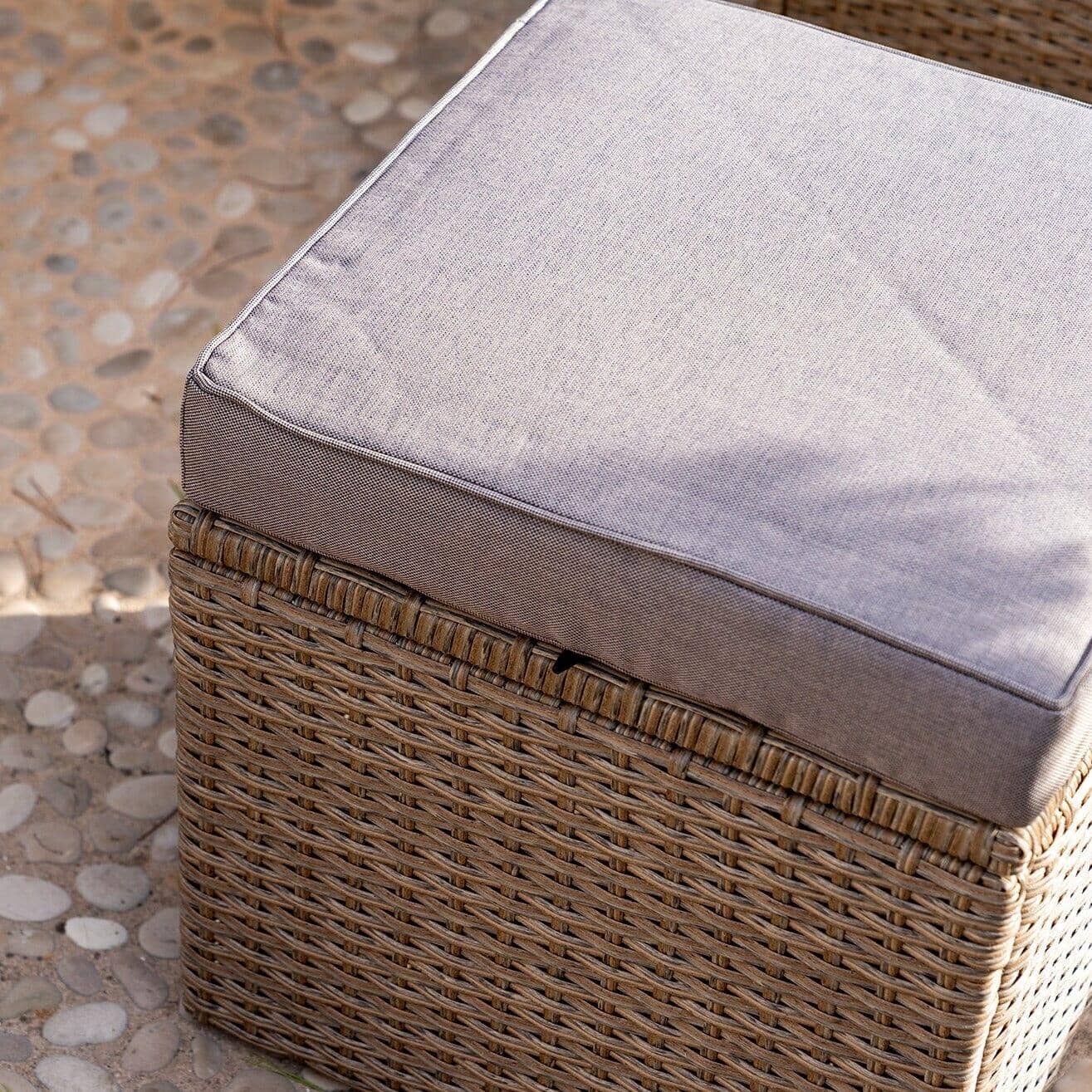 Aston 9 Seater Rattan Corner Sofa Set with Grey Lean Over Parasol with Polywood Table Top - Natural Brown - Image 7