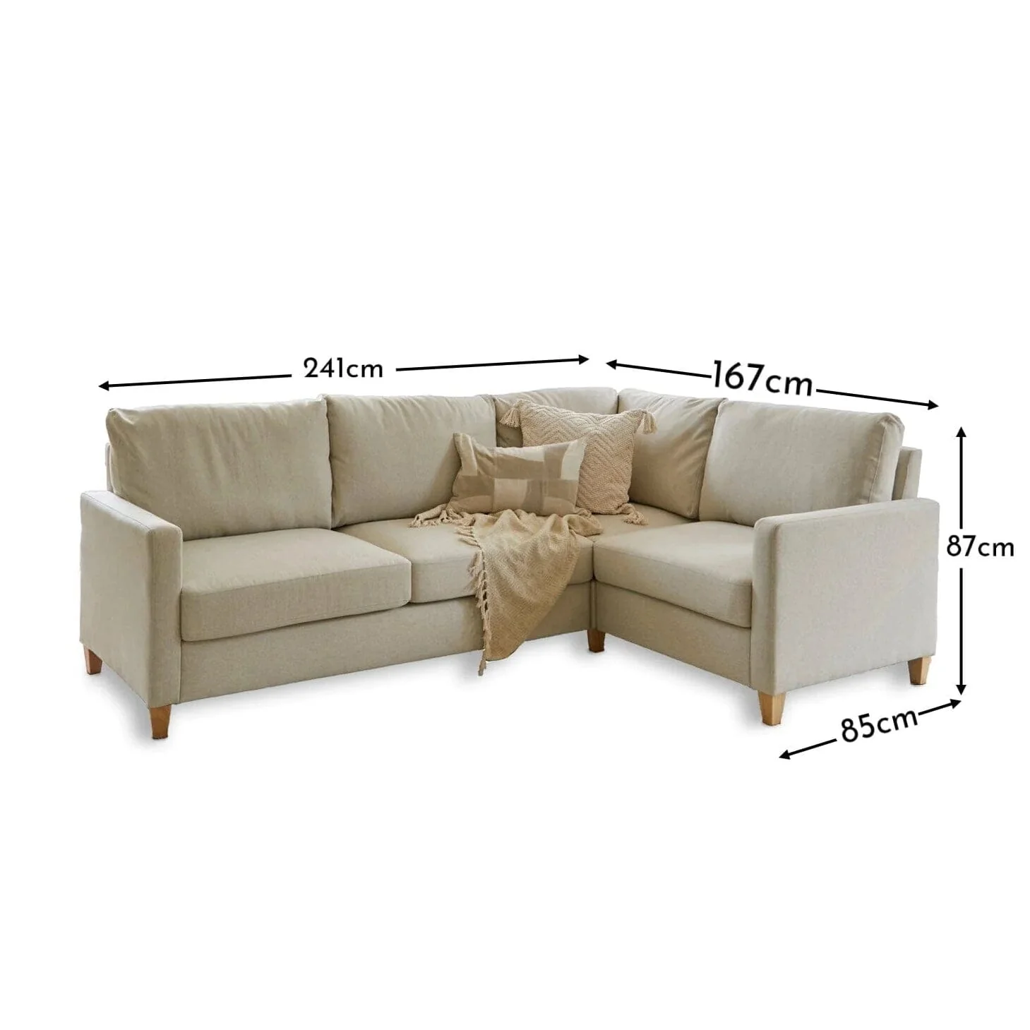 Ava Corner Sofa - Right Hand - Sand with Pale Oak Legs - Image 9