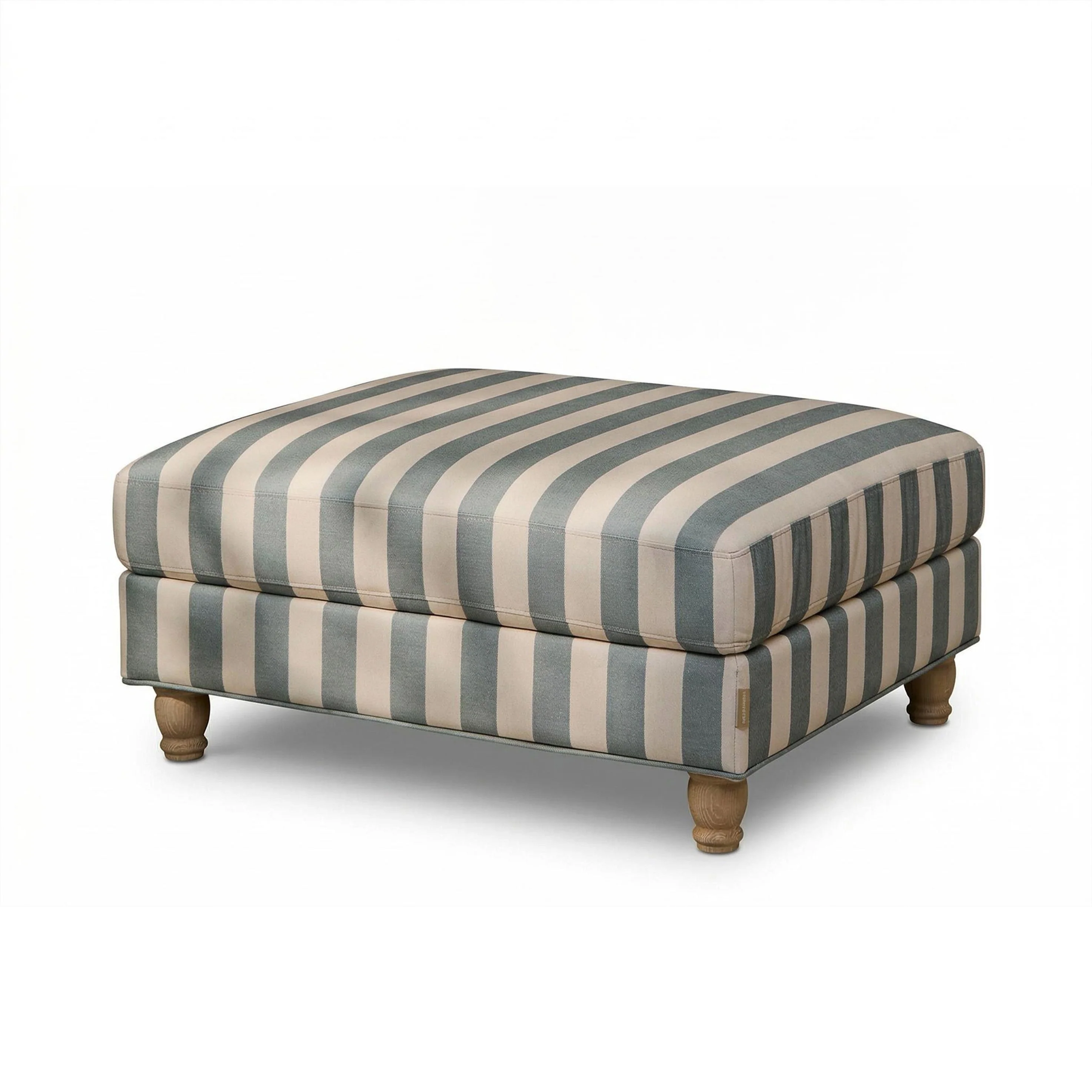 Brea Footstool - Blue Stripe with Whitewash Legs - Image 6