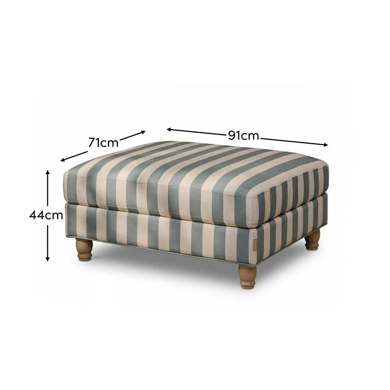 Brea Footstool - Blue Stripe with Whitewash Legs - Image 7