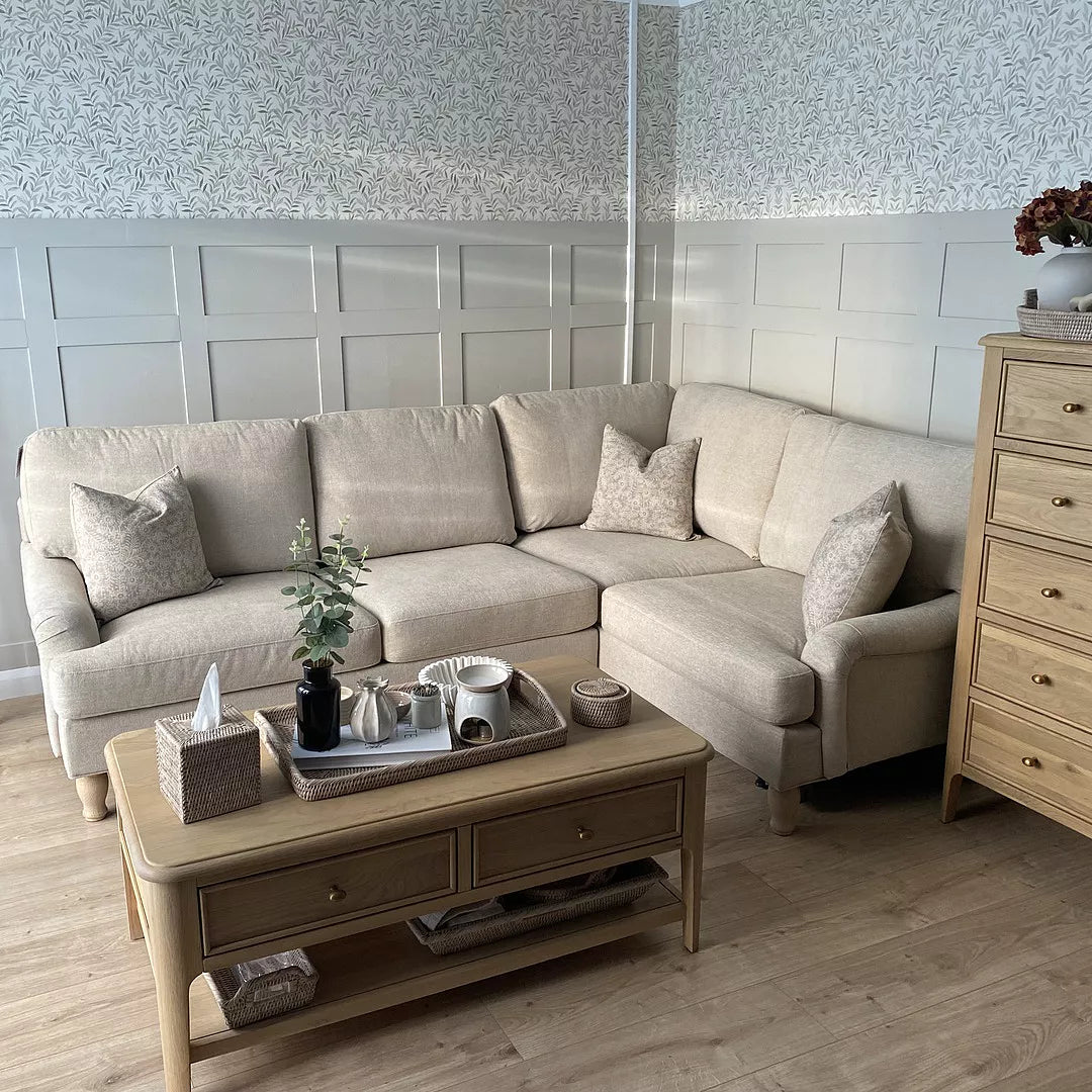 Brea Mink Taupe Right Corner Sofa with Whitewash Oak Legs - Image 3