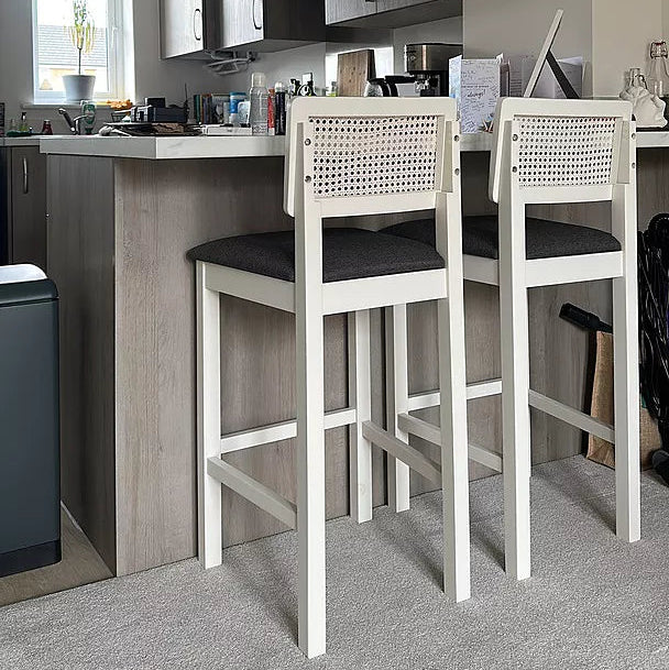 Charlie White Cane Bar Stool - White Legs - Image 3